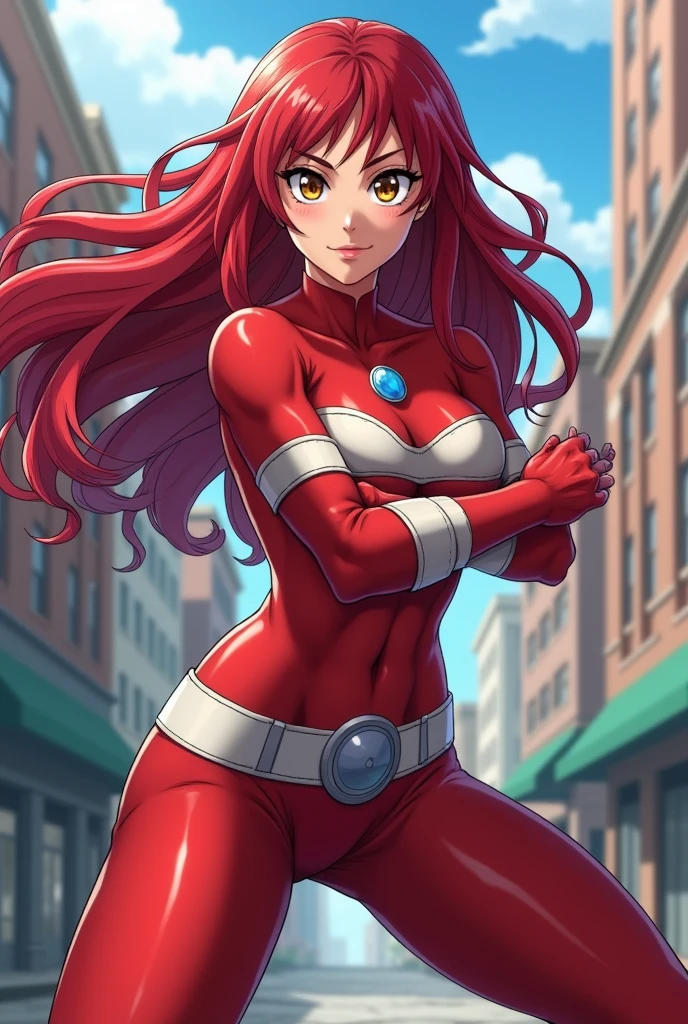 Women, long red hair, pose sexy, nurse costume.