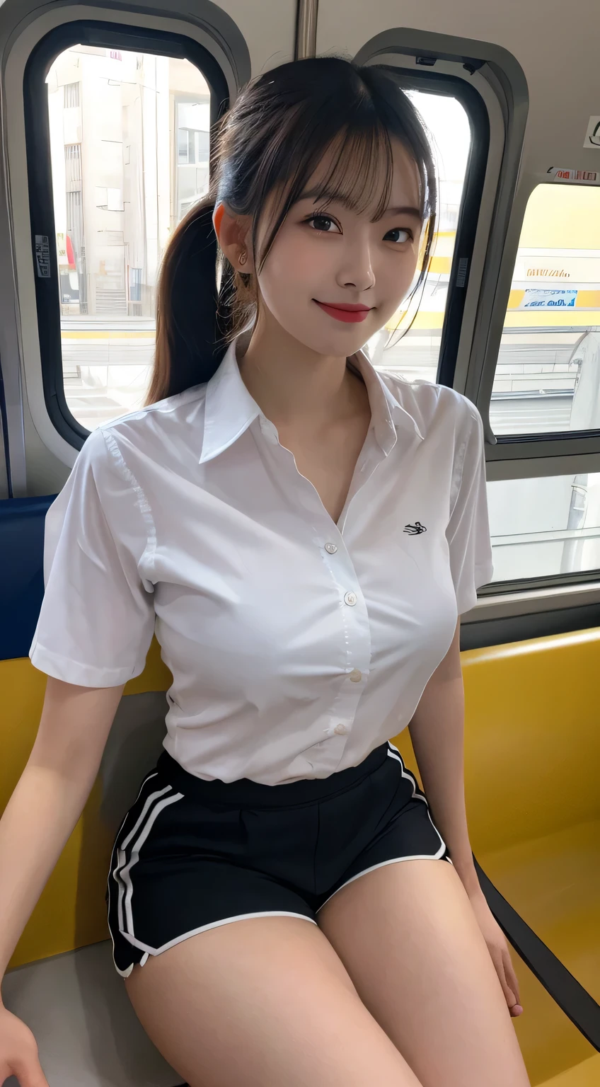 ((Best Picture Quality, 8K, Masterpiece: 1.3)), Beauty, 1 Girl, Giant: 1.3, (Abs, Slender Figure: 1.1), Dark Brown Hair, (Wet Face in the Rain: 1.1), Ultra Definition Face, Fine Lips, Fine Eyes, Double Eyelids, Miniskirt, (((Policeman)), (Police Uniform), Detailed Police Car Interior, Police Car, Passenger Seat, Baton, Handcuffs, Handgun, Just a Little, Embarrassing, Blush, panties on the thighs, shy laugh,