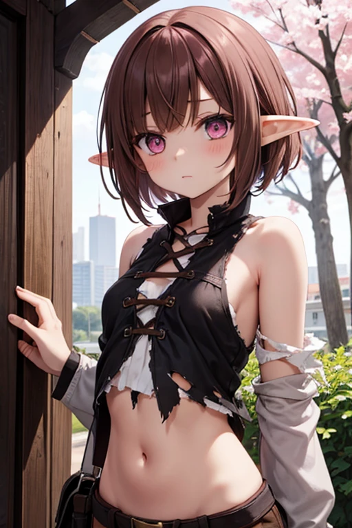 ((collar,leash,tied up,bondage,scared expression)),black hair,black eyes,((shorts,top-tank)),dark blue hair,,long hair,blue eyes,pointy ears,elf,((((blush))))
