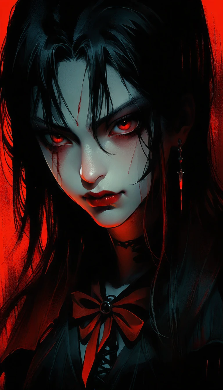 girl, dark, glowing eyes, evil, evil and scary look, raven nearby, шедевр, лучшее качество
