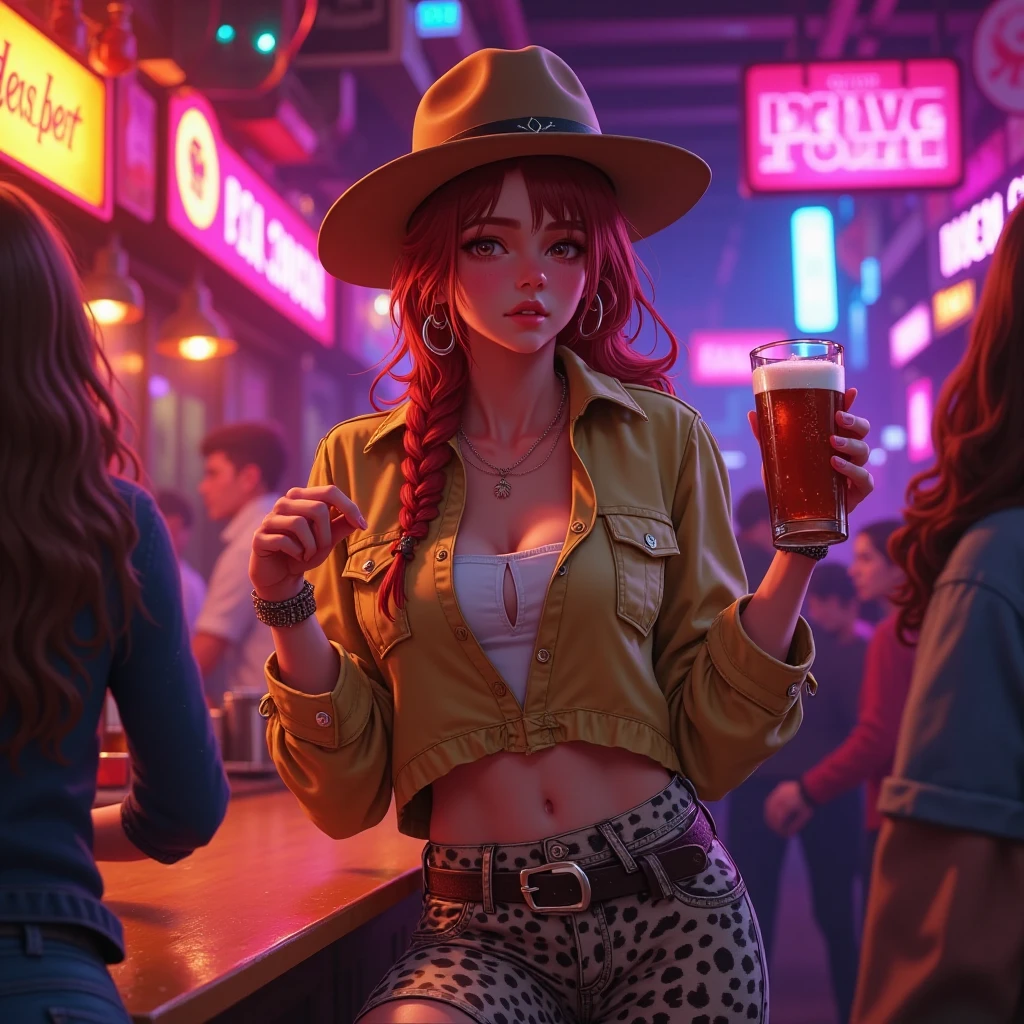 solo portrait 1girl sheriff indoors scene, visit cantina, gorgeous , cowboy hat, dust dirt, western city street, drinking alcohol-free soda at bar in a saloon
pny-safe