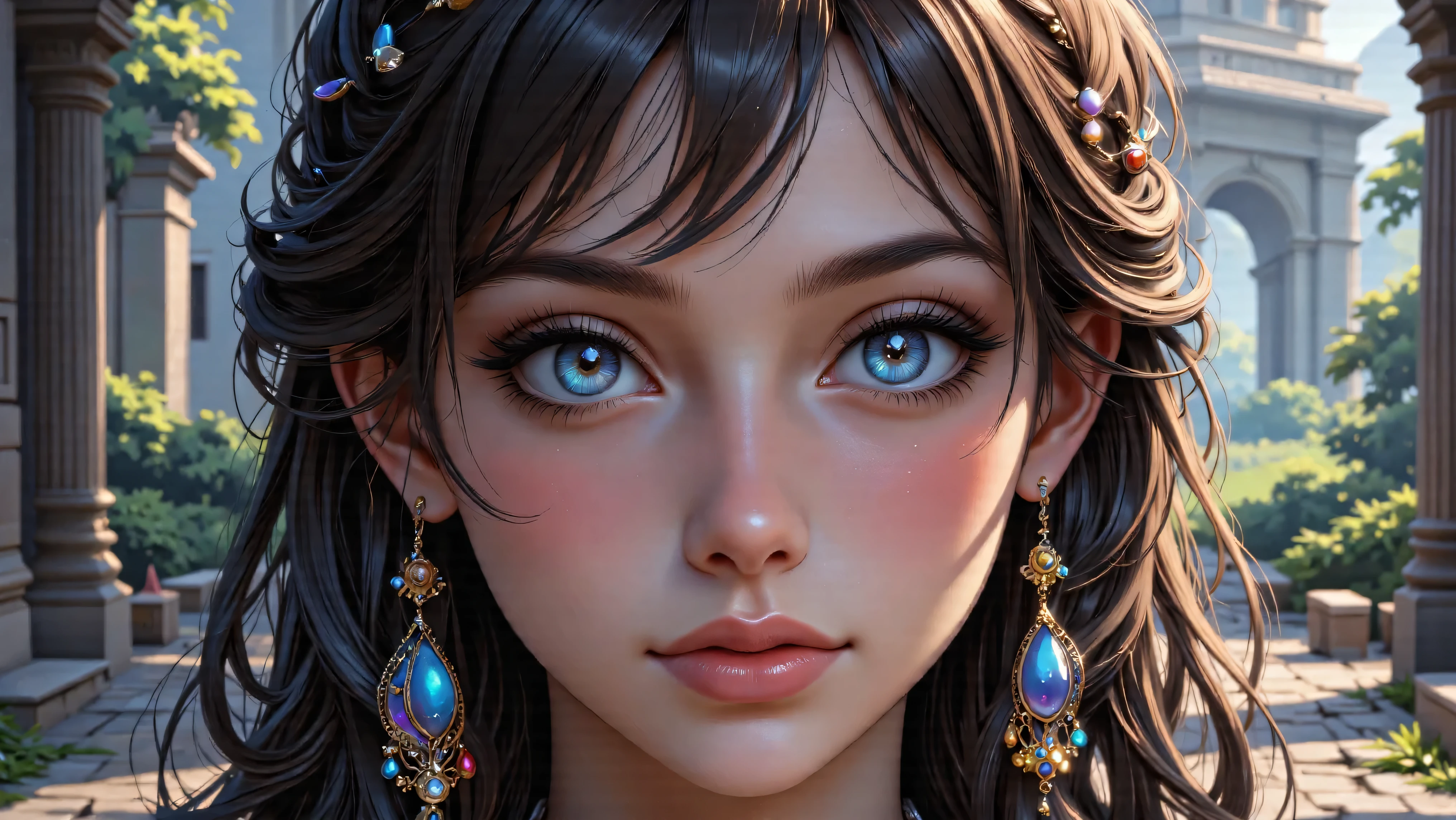Masterpiece, Hi-detailed, best quality, 8K, (realistic), (Middle ages), ((single girl, solo, only one girl)), (cowboy shot), (close up), standing, ((servant girl)), (slave girl), ((loli)), ((makeup)), ((long eyelashes, mascara, eyeliner)), ((girl standing looking out of the window)), ((welcoming you home, excited for you)), (wanting to embrace you), ((cute, young, yr)), (tall and lanky), (Skinny), (thin frame), (fit, body), (feminine body), (small braids in her hair), (small breasts, round breasts), ((peasant clothes)), ((extremely revealing)), cleavage, beautiful, perfect face, perfect body, large eyes, blue eyes, standing looking at a beautiful vista, Middle Ages, Fantasy,