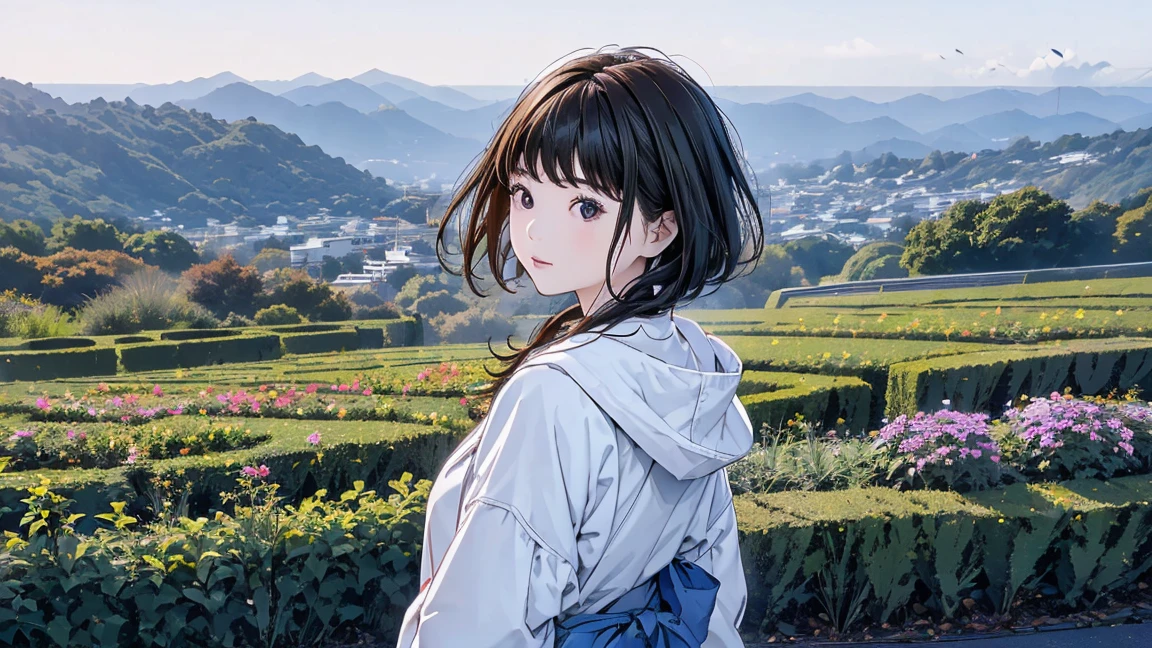 Rimuru=Tempest、Real、Upper Body、landscape、forest、anime、White skin、masterpiece、No matter how high quality、Navy blue coat、cloudy、Beautiful Boy、Androgynous beauty、Long hair fluttering in the wind、Magic chant、Atmospheric light gathers、magic circle