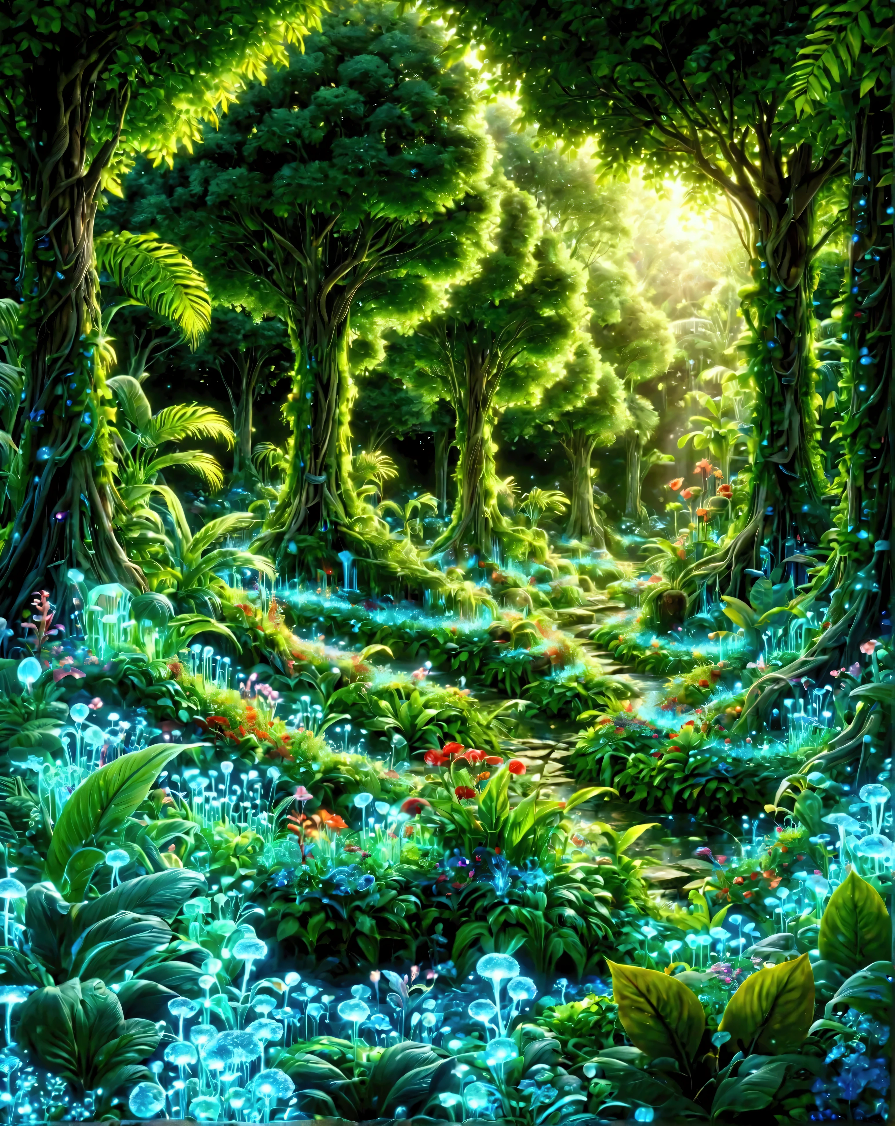 made in AIS-Blmn , Anime, " no small parts", Garden of Eden in the background , Vivid , Fantasy ,