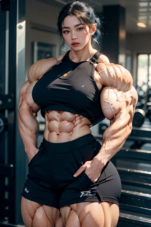 (8k, best quality, masterpiece:1.2), (realistic, photo-realistic:1.37), (full body pose), megan fox as a muscular demon girl with horns dressed in latex leotard posing for a photo, (muscular physique:1.5), sensual pose, wide upper body, beautiful face, perfect face, perfect , red neon lights, darksynth vibes, darksynth aesthetic, goth aesthetics, high waisted thong leotard, leotard lingerie, latex lingerie, fetish lingerie, dark and intricate, gothic and futuristic, perfect body, red lights, gothic - cyberpunk, ultra-detailed,best quality, ultra high res, professional lighting,beautiful detailed eyes. (beautiful girl face:1.25)