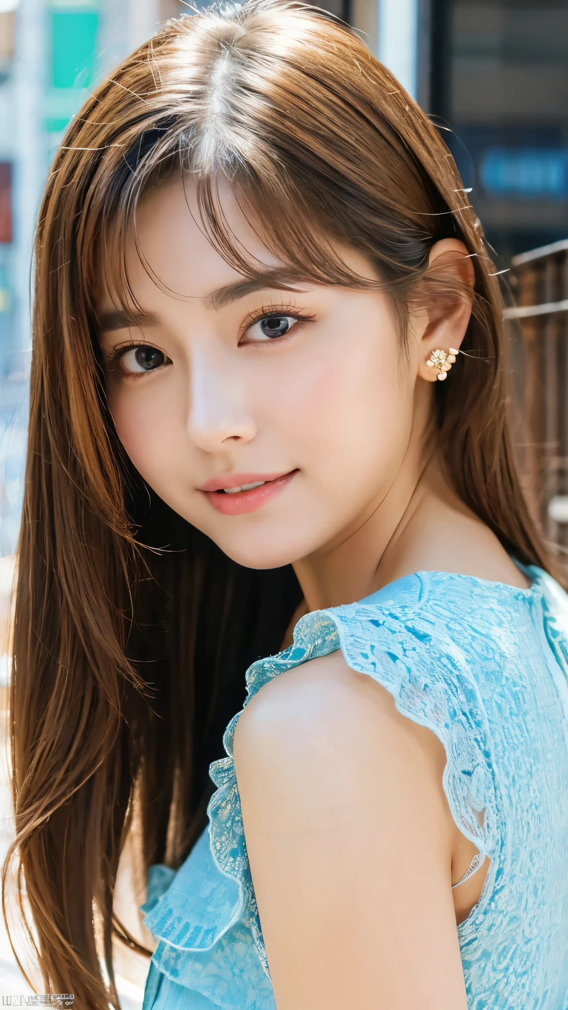 (((32K,very high res, high detailing, highly accurate, masutepiece、girl1))),Raw photo & realistic atmosphere,beautiful dark blue eyes,Detailed mouth,Glossy lips,Detailed eyebrows,Eyes drawn in detail with soft white skin that shines in every detail、Very beautiful eyes with azure eyes,Detailed lips、Very beautiful face,Very well-formed face、Lifelike face,shiny beautiful lips,Beautiful eyebrows,Infinite reality,Best design,（Insanely cute Japan 17-year-old high school girl,toned body,Seductive thigh-smooth feet,Beautifully shaped breasts,huge tit,Very cute beautiful girl,：1.4）,Best Natural Makeup,Japanese ido,Korean Idols,Young sensual idol,Moist eyes,Dark beautiful eyes,Beautiful butt,beauty legs,,camel's foot,：1.2),超A high resolution、The face of a masterpiece with high detail,Natural and realistic face,Back lighting,Pure eyes are too cute,(((photorealisim,Photograph the whole body,frombelow,belly button piercing))),,Reality Live Action,（piercings,a necklace,A bracelet,gyuru,Glossy nail art,Farbe々Street fashion,Colorful hair：1.4）,Inside the Giragira Club store,Gentle smile