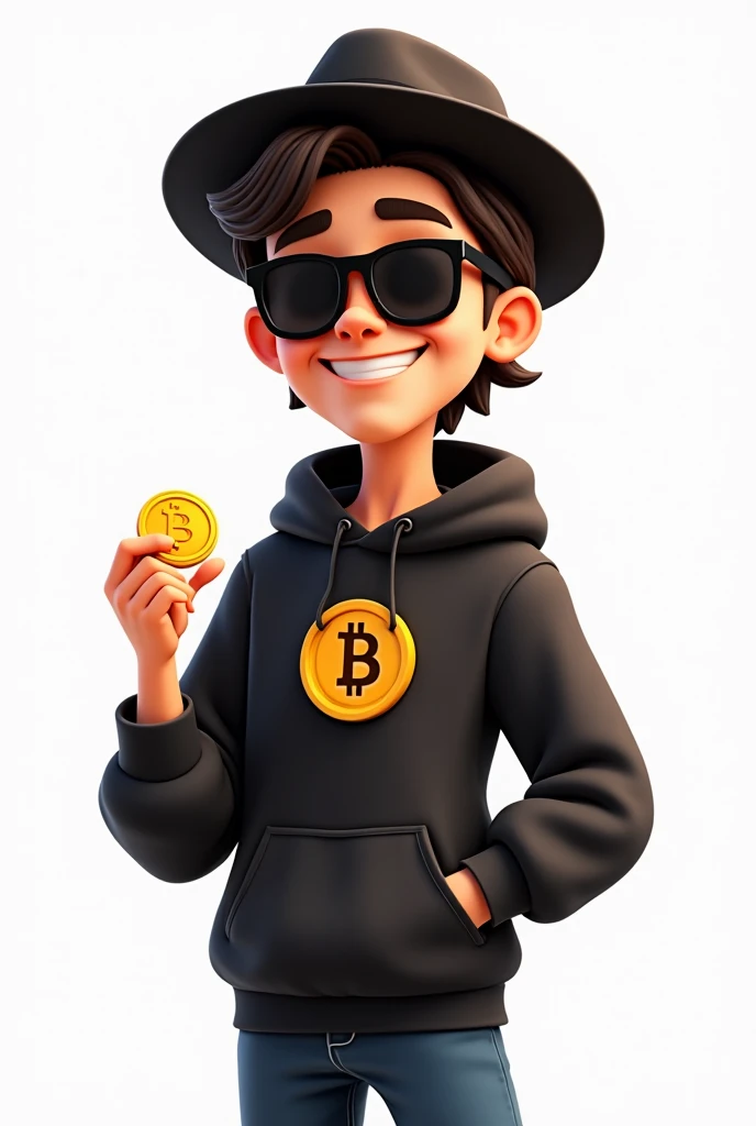 A boy who looks like btc rope wearing a black long-sleeved shirt, jeans and white shoes