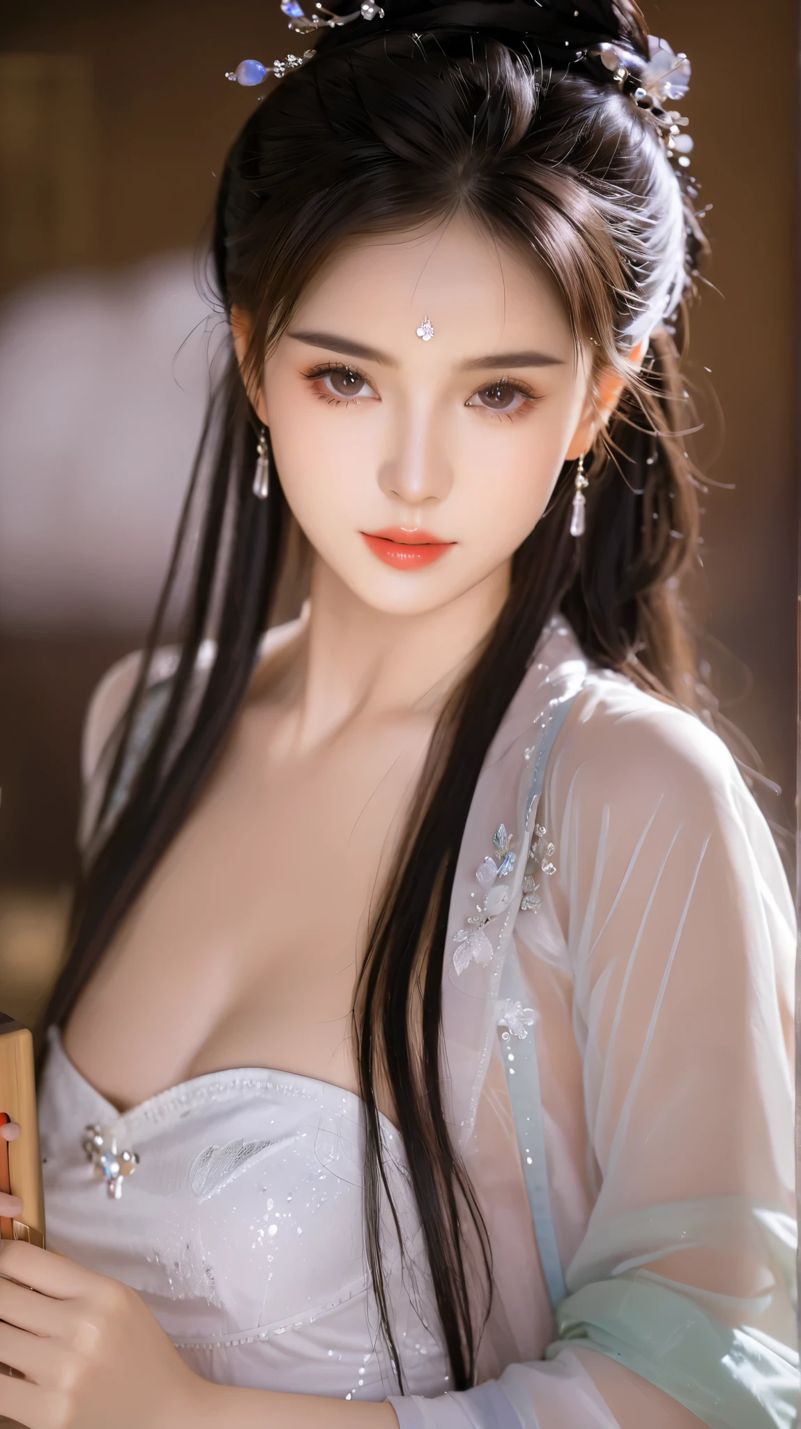 ( masterpiece,Super Fine, best quality:1.5),(8K,CG,illustration:1.4),(perfect-composition, delicate and beautiful face,Cleansing the skin,Photographic Skin , shiny skin , shiny hair , Photography Hair, Extremely Detailed Eyes,scrape,Uncensored,Ultra detailed background:1.2),(***Hot Girls:1),, Cowboy Shoots S4Kur4 ,transparent,Sleeveless,spring,Hanfu
