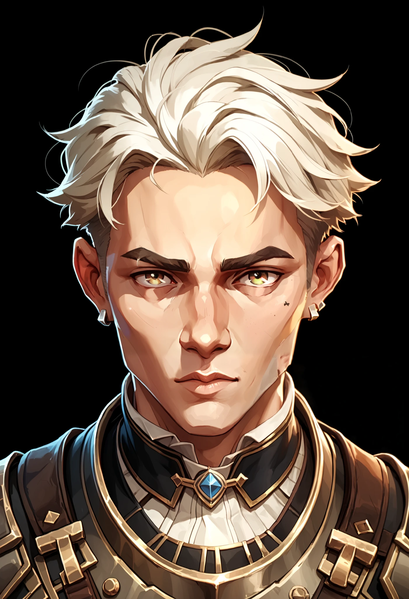 male cute knight vtuber, upper body, (black background, clear background:1.5)