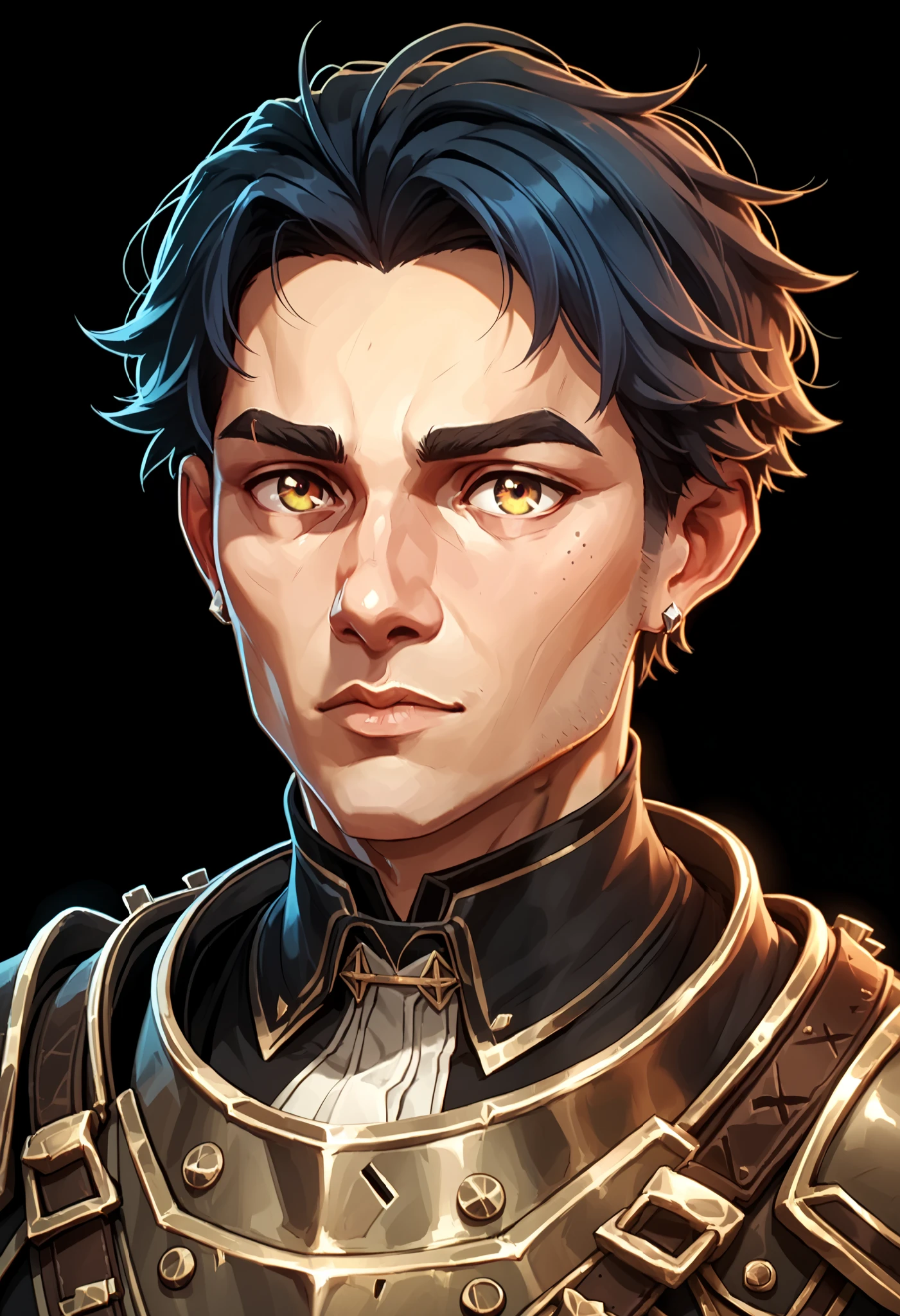 male cute knight vtuber, upper body, (black background, clear background:1.5)