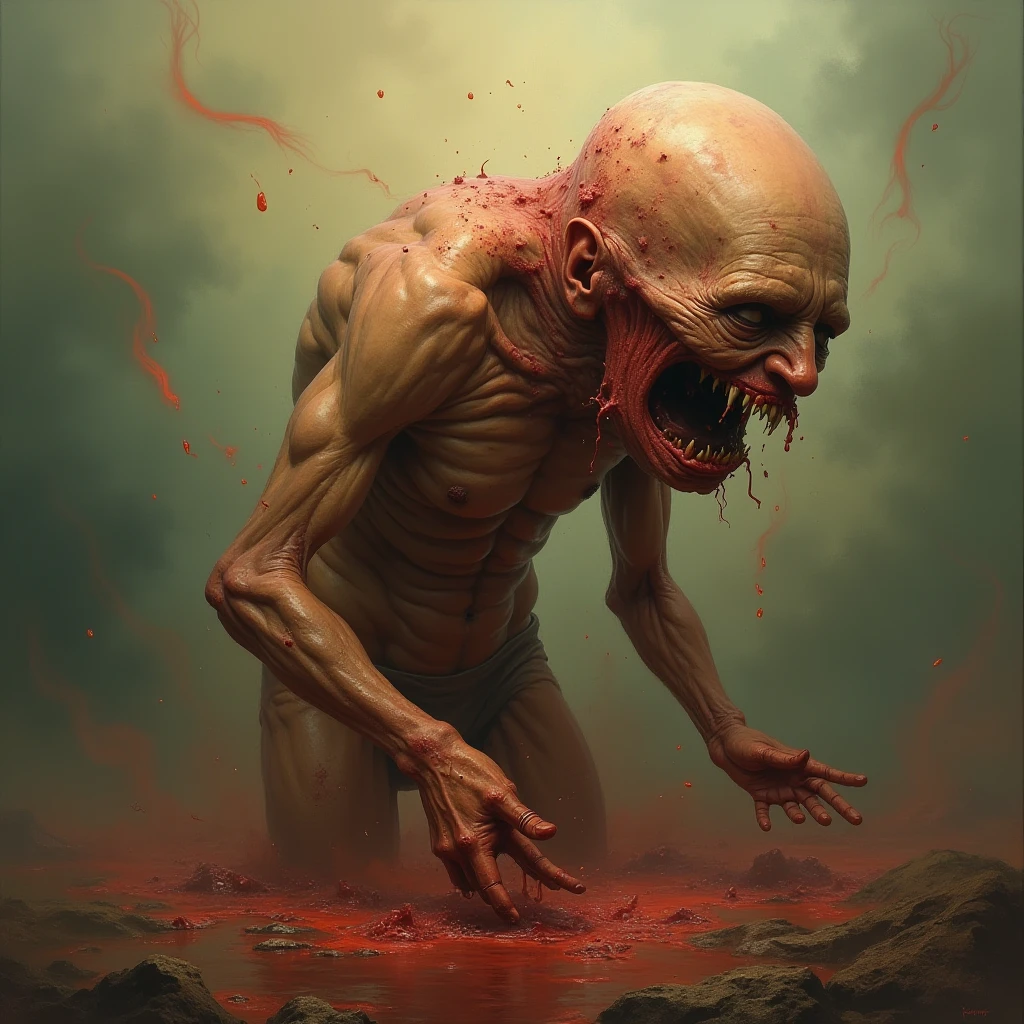 ((best quality)), ((masterpiece)), (high detailed), disgusting body horror person, full body, nuclear explosion in head, grey brain spread, eyes glow, guts on the ground, blood is everywhere, (in the woods:0.9), beautiful intricately detailed, dof, realistic light, realistic shadow, <lora:bodhor:1> <lora:bubble:0.65>