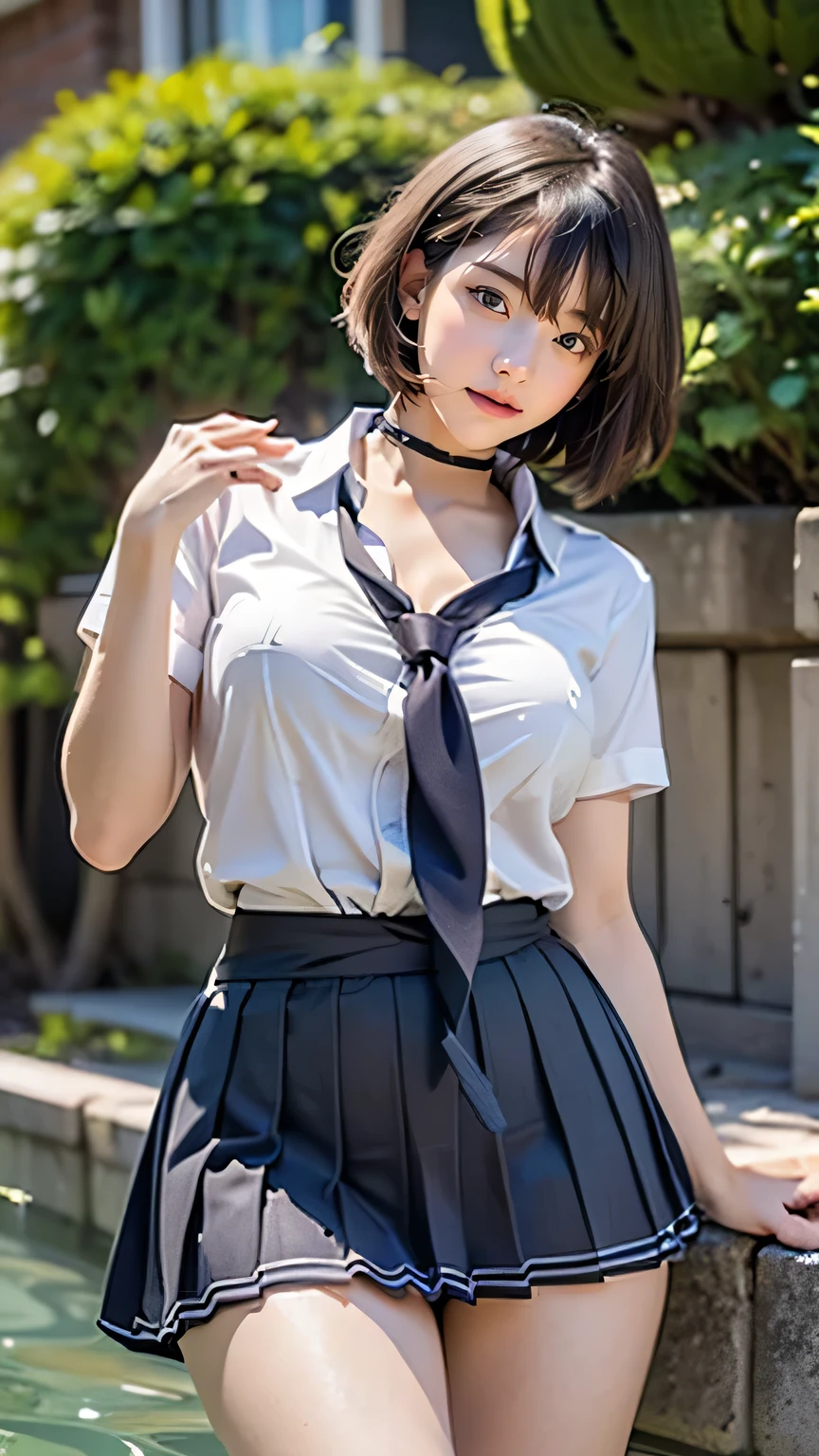 anime, estilo anime de mujer Realist, (aegyo sal: 1), 18-year-old girl, (Ball gag,Monkey bridle,Blazer Grey, like, Pleated mini skirt, socks, Private School Uniforms: 1.2), High school classroom, Beautiful details in the eyes, (Eye size: 3/4) Light on the face, ((Full body photo: 1.2)), Particularly strong light, (Excellent Eye, smile: 1.2), Glowing Skin, (((Black Hair, Bob Hair: 1.2))), (Thick thighs), Urzan-6500-v1.1: 0.2, Shy, (flash: 1.2), Browsing Caution , (Swollen), ((Seductive posture: 1.2, Charm: 1.2)), (Idle state), (sitting at a desk in the classroom: 1.2)), ((Excellent anatomy: 1.2)), ((Bright and refreshing classrooms, Blurred Background: 1.2)), Perfect Face, Beautiful, symmetrical face, (High angle shot: 1.2)s., Natural side lighting, ((8k, RAW Photos, Highest quality, masterpiece), High Resolution RAW Color Photo Professional Close-up Photo, (Realist, Photorealism: 1.37), (Highest quality), (Best Shadow), (Best illustrations), clavicle ((Big things)), ((erotic, sexy, Ultra-high resolution, 8K HD Integrated CG Wallpaper, Physical Representation, Cinema Lighting), Canon EOS R50 Camera 50mm Lens