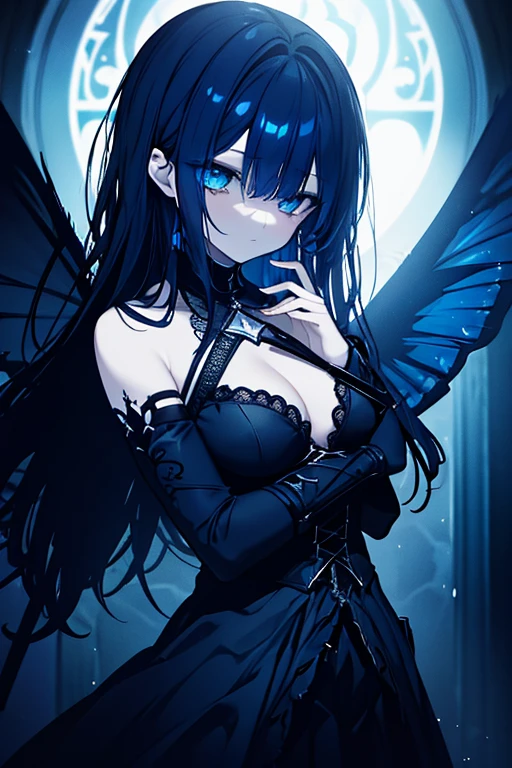 An anime girl with long, flowing dark hair, styled with subtle curls, stands confidently under a dark, starry night sky. Her piercing eyes, highlighted with dramatic makeup, reflect the distant galaxies. She is dressed in elaborate gothic attire: a black lace corset with silver accents, a layered skirt with intricate patterns, and thigh-high boots. Her outfit is adorned with delicate chains, gothic jewelry, and lace gloves that add to her mysterious aura. In her gloved hands, she gently holds a glowing Zorb—an iridescent orb with the "Zora" logo subtly visible inside. The Zorb emanates a soft, ethereal light that casts an otherworldly glow on her face and surroundings. Behind her, the sky is filled with twinkling stars and distant nebulae, creating a mystical and enchanting backdrop.