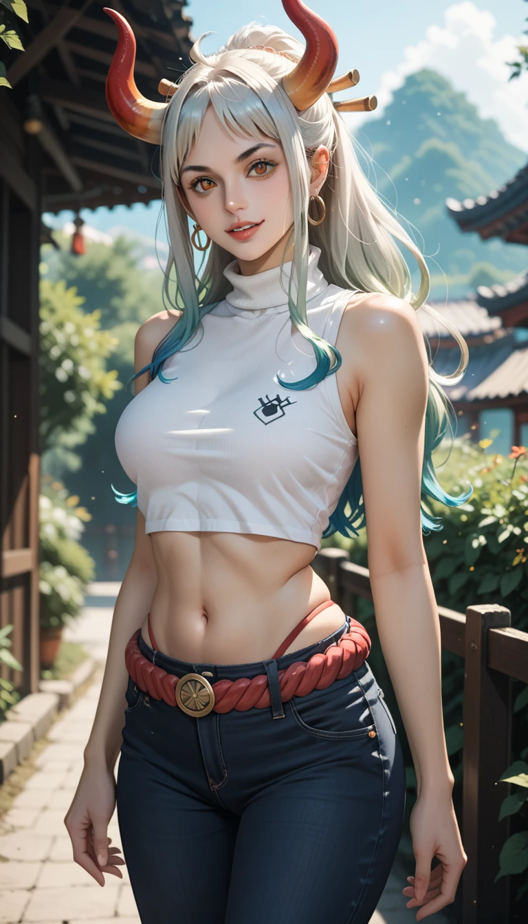 Young girl, long white hair, cat ears, cat tail, multi-colored eyes, heterohromia, left eye purple, right eye turquoise, white top, shorts, lot of tattoo, scars, open belly, wide neckline, boob window, smirk, claws, sexy pose, Masterpiece, best quality, Full HD, 4k, ultra details