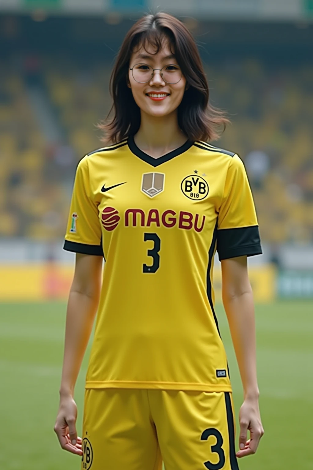 girl wearing vertical stripes pattern sports jersey, BREAK, 1girl, (yellow vertical stripe shirt jersey:1.2), short sleeve, detailed face, red cap, backwards hat, short hair, (whistle surrounding neck), white shorts, tied shirt, wristband, full breasts, thigh, collarbone, large breast,