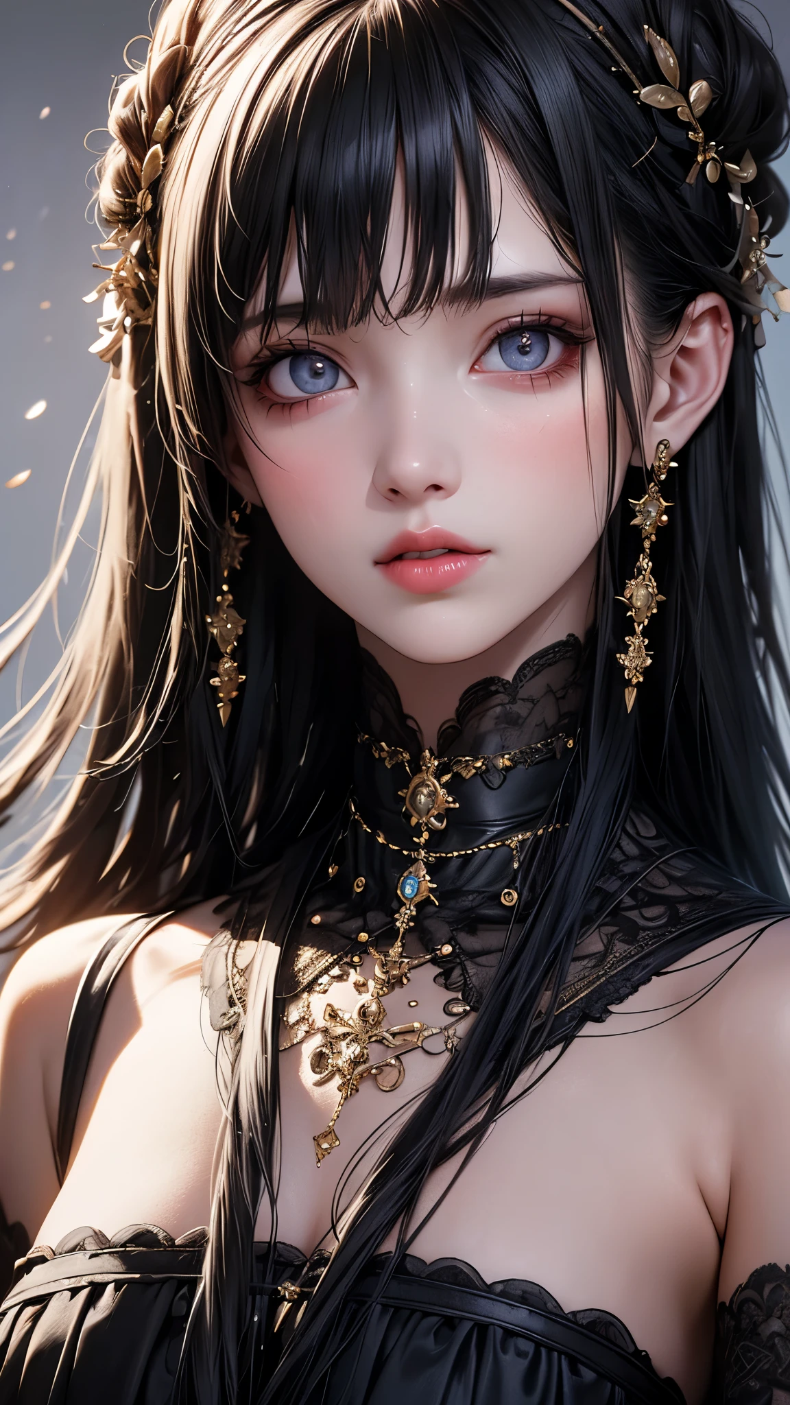 RAWphotograph, photograph, Realistic, 8K vivid photograph of a woman in nature, Super detailed, In detail, Dramatic Light, In detail beautiful eyes, Detailed skin, Depth of written boundary, Grey Eyes