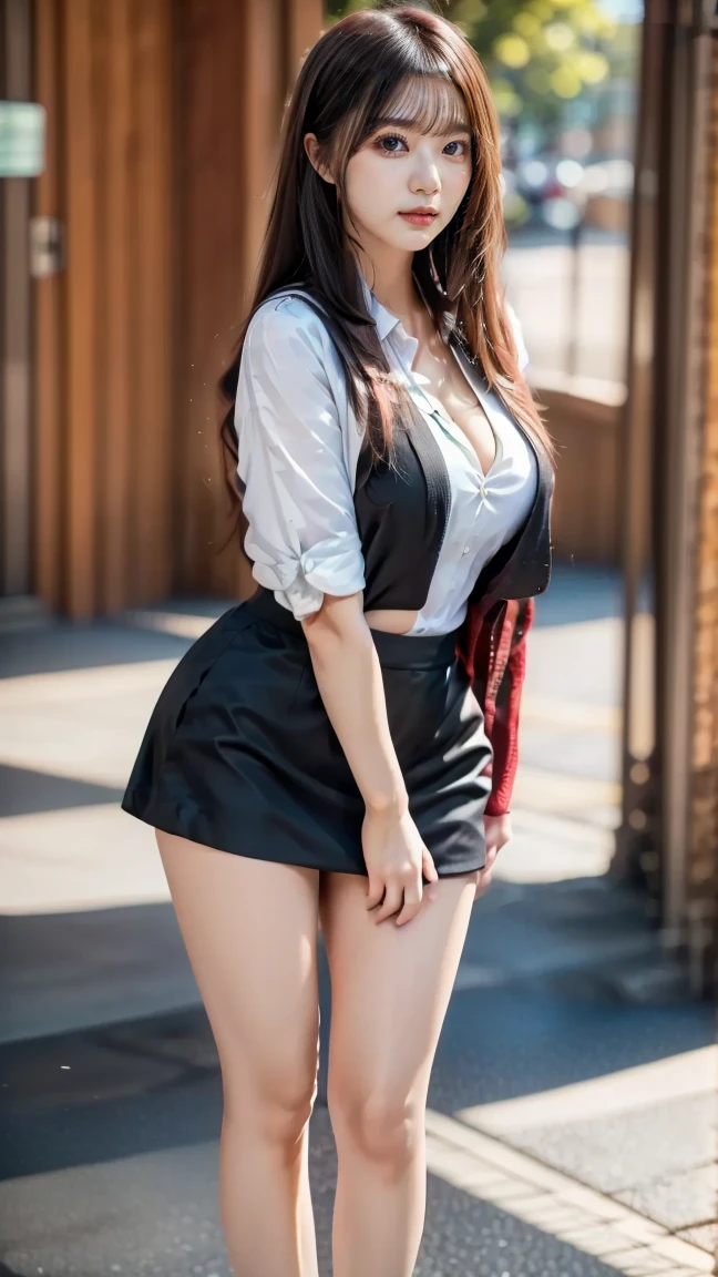(to the firmware), 1 woman, 20yr old, 7headed body, (Clear face), (ideal body proportions), Modern old town view, ((Lolita costume:1.5)), (((Red muffler))), Wet with,  white skinned, slenderness, black hair color hair, Long gray hair, pretty legs, little ass, lean legs, ultra-realistic realism, movie lighting, depth of fields, A person's point of view, F/1.8, 135mm, north african free trade area, On a table, Acura, Anatomically correct, ctextured skin, super detailing, high detal, high high quality, Award-winning, Best quality at best, A high resolution, 8K