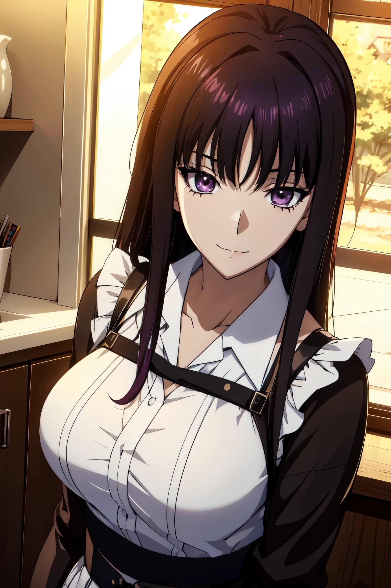 最 High Quality , Face focus, soft light, 超 high resolution, (Masterpiece, 最 High Quality :1.2), Alone, One Girl, Kusumureze , smile, View your viewers, holding tray, Knot, Maid headdress, Maid, black dress , apron, high resolution, very detailedなイラスト, very detailedな顔, RAW photo, Film Grain , standing , Connecting UHD and 8K , 長い赤紫髪と green eyesをした anime girl , anime Moe art style, 若い anime girl の接写, smooth anime cg art , beautiful anime schoolgirl , anime Moe art style, Dreamy school girl, Seductive anime girl , anime girl , 魅力的な anime girl , Dreamy school girl, anime girl , 8K Ultra HD , high resolution, very detailedなCG, High Quality shadows, beautiful and delicate face, ディテール美しい Delicate Eyes,Blake( high detail 8k wallpaper ),( Highly Detailed CG 8K Wallpaper ),Makima ( chainsaw man ),Shadowy ( destiny / Grand Order Needed),Reika Shimohira , high resolution, Very Delicate and Beautiful CG Illustration,最 High Quality , realistic texture ,Realistic Fabric, realistic texture ,((( debris flies))), (((最 High Quality ))),8k,At 32k,Masterpiece, Beautiful and Attractive Anime Women , high definition, very detailed, high resolution,Dreamy school girl,Masterpiece, 最 High Quality , High Quality , freshness, High Quality texture, High Quality shadow, Attention to Details,Fine details, 1 girl, high school student from the side ,Alone,I,Just one,Alone,Just oneの人,Such, adult , beautiful long legs, Thin Waist ,Mature body girl,reddish purple hair,reddish purple hair, purple hair, Blackcurrant Hair , Silky Smooth Hair , colorful hair, straight hair,shy smile,幸せそうなsmile,Lively expression ,cute smile,Cool Beauty, Beautiful Woman, handsome face , Beautiful realism,Playing Temptation, charming face, calm expression, beautiful hair,smile, colorful eyes, green eyes,Jade Eyes, beautiful eyes,bright eyes, Delicate Eyes, jewel like eyes ,Jade Eyes, Protruding Eyes ,( green eyes:1.5), charming face,8 heads,:171cm,彼女は首に necklace身に着けています, necklace,beaded necklace,Magatama Accessories,smile, colorful eyes, green eyes,Jade Eyes, beautiful eyes,bright eyes, Delicate Eyes, jewel like eyes ,Jade Eyes,( green eyes:1.5), charming face,Model Photo,, standing picture , Attention to Details, Maidの衣装を着た女性、 perfect beauty、 きちんとして落ち着いたMaid服、クラシックMaid衣装、 Long Sleeve、 Long Skirt,Waiter uniform, indoor, indoor,礼儀正しく standing , white, cowboy shooting,Maidの服, Long Sleeve,frills, long dress , Black Costume, western style building , green eyes, eyes like jewels,Cassis berry colored hair