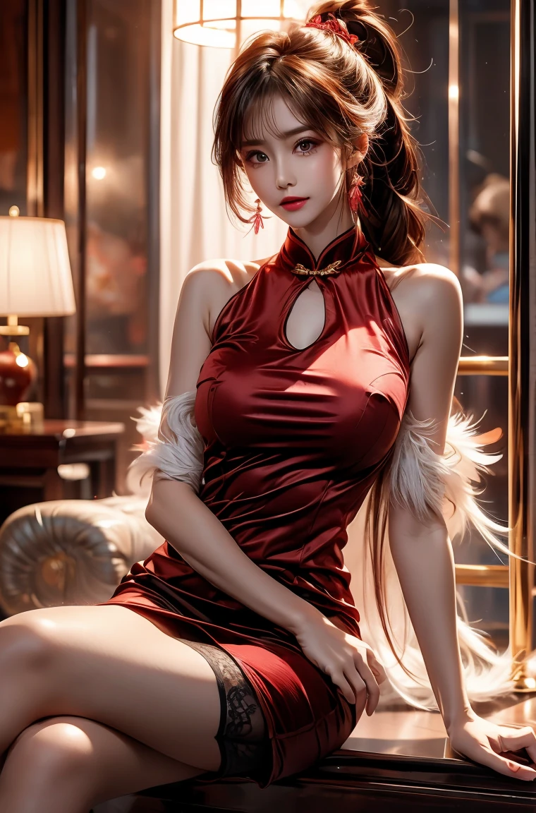 a woman in a Red dress posing for a picture, a photorealistic painting of Lisa Nankivil, Trends in CG society, photorealism, amaranth, Red dress, better known as amaranth, wearing Red dress, in a Red dress, sexy Red dress, wearing a Red dress, elegant Red dress, young beautiful amaranth