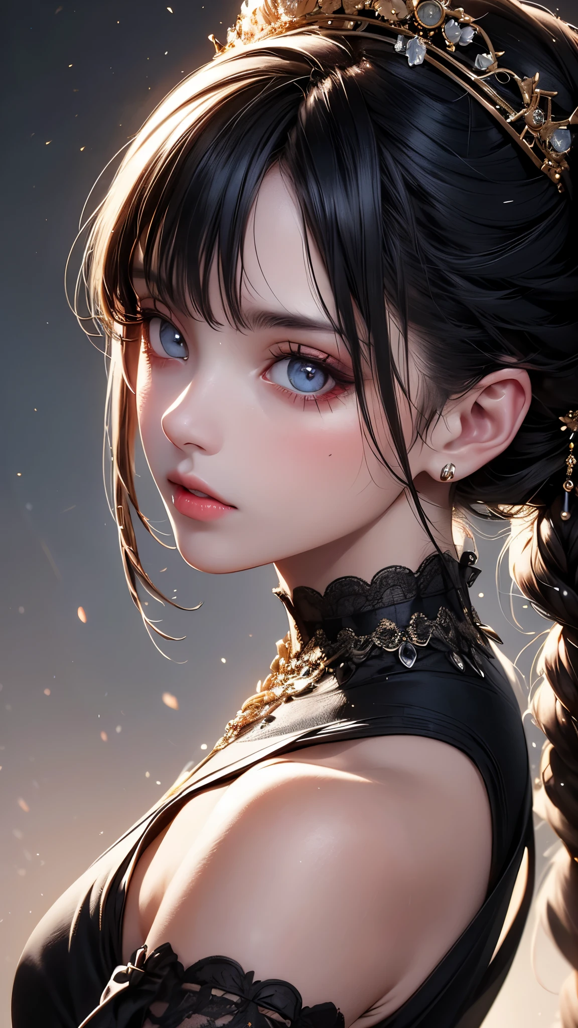 RAWphotograph, photograph, Realistic, 8K vivid photograph of a woman in nature, Super detailed, In detail, Dramatic Light, In detail beautiful eyes, Detailed skin, Depth of written boundary, Grey Eyes
