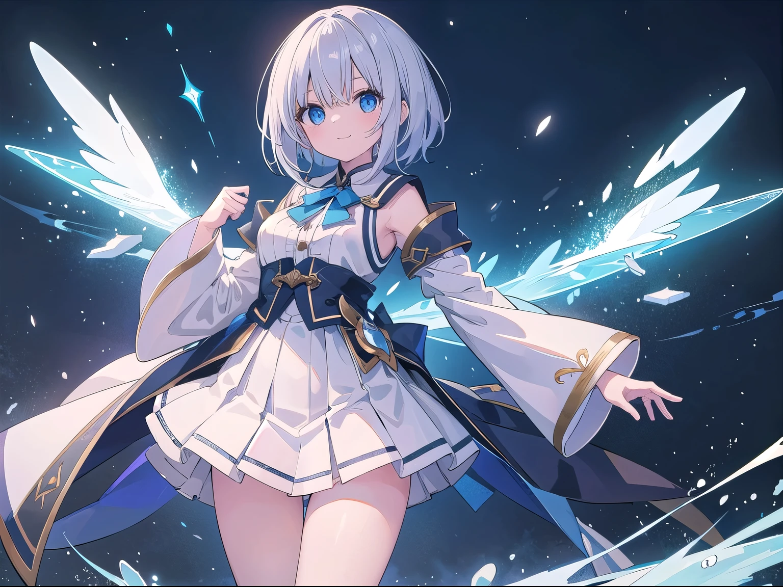 White-haired, blue-eyed aristocrat skirt garter belt white tights