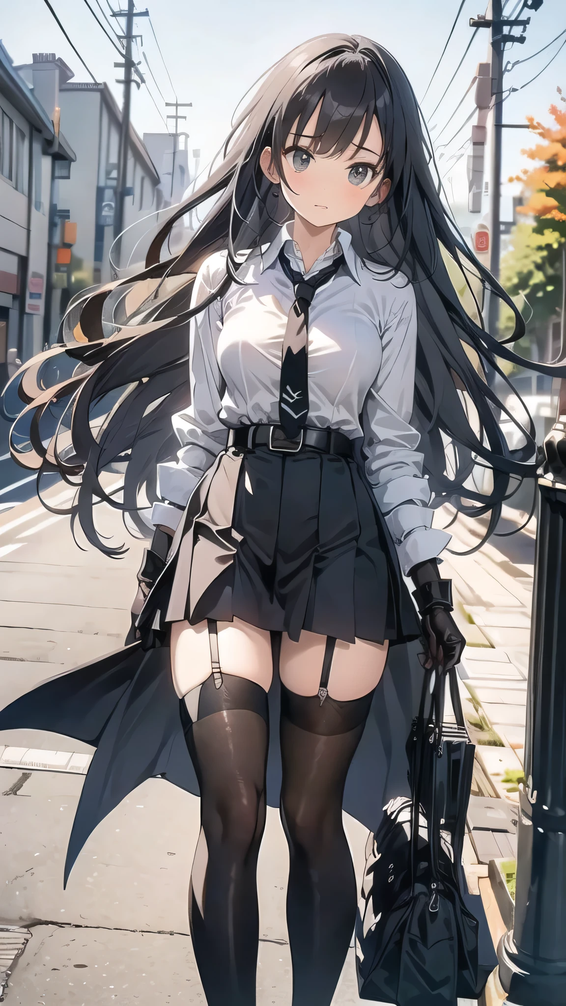 High Quality , Masterpiece, super high definition, ( realism: 1.4), oil painting style , movie lights, , I stood on an empty asphalt road watched it.., 、 Flying Crane Hanging Leather big breasted Small face lying down looks up at the sweat belt buzzer 脇sweat black hole gloves suit miniskirt garterbelt Footlink ズボンのbelt place hs on back restless expression looks up at the restless expression Knee-length Knee-High Socks Knee-length socks garter belt garter Garterbelt on thighs, place hs on back limit hcuffs Cable ties Cable ties on thumbs big boobs