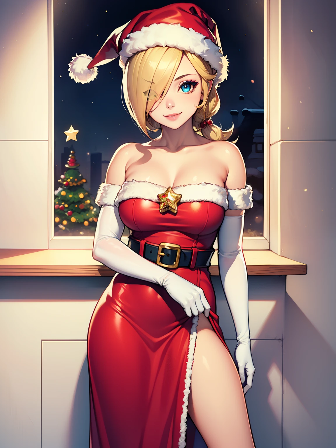 Gwen Stacy, hooded, christmas, santa hat, smile