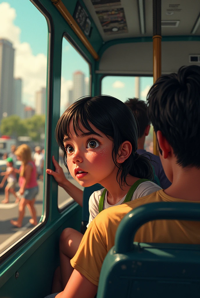an alien is driving a school bus with children, the bus is driving very fast, the alien looking at the camera, smirky smile, Sunlight, New York captured with a Hasselblad X1D 50C, Hasselblad XCD 80mm f/1.9, f/2.8 - f/4, 1/125 - 1/ 250, ISO 100 - 400 --auto --s2