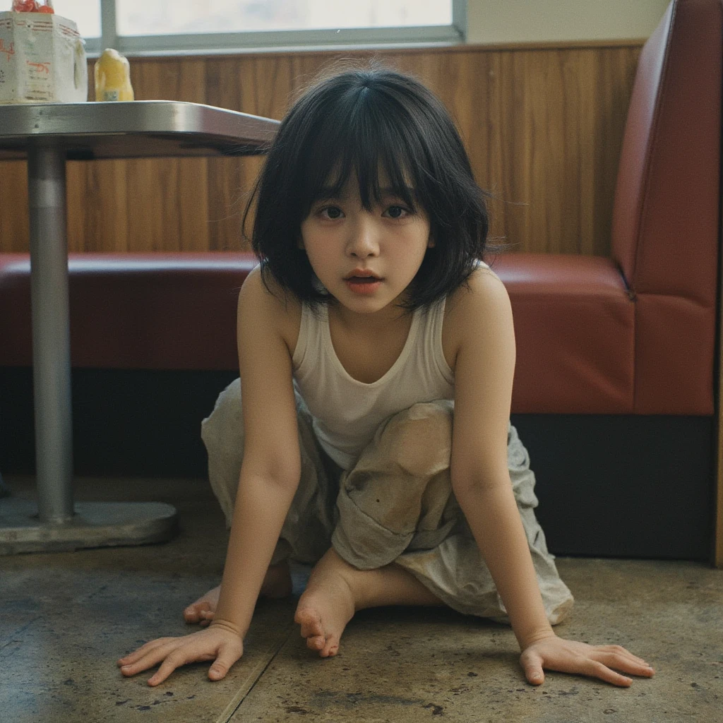 A helpless child is looked around looking for his parents