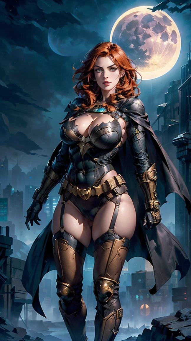 best quality, ultra-detailed, vibrant colors, realistic lighting, portraits, intense gaze, seductive smile, fiery red and blue hair, detailed makeup, playful and mischievous expression, dynamic poses, stylish costumes, Gotham City backdrop, energetic and lively atmosphere, diverse and enthusiastic crowd, swirling smoke effects, seductive and provocative stance, powerful and confident presence