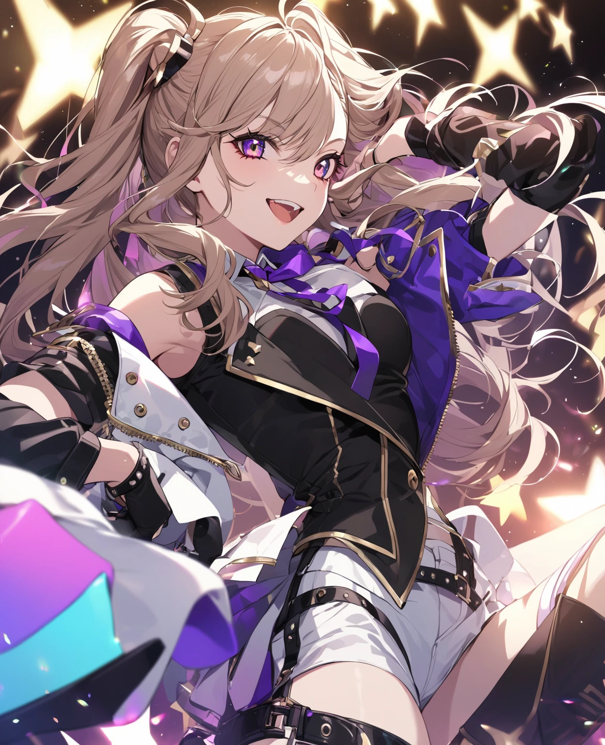 narita top road \(umamusume\), 1 girl, Solo, Cute Girl,Best Quality, Ultra-detailed, 8K, High resolution, detailed face, madeon, dynamic pose, smile, happy, sweat, ;,