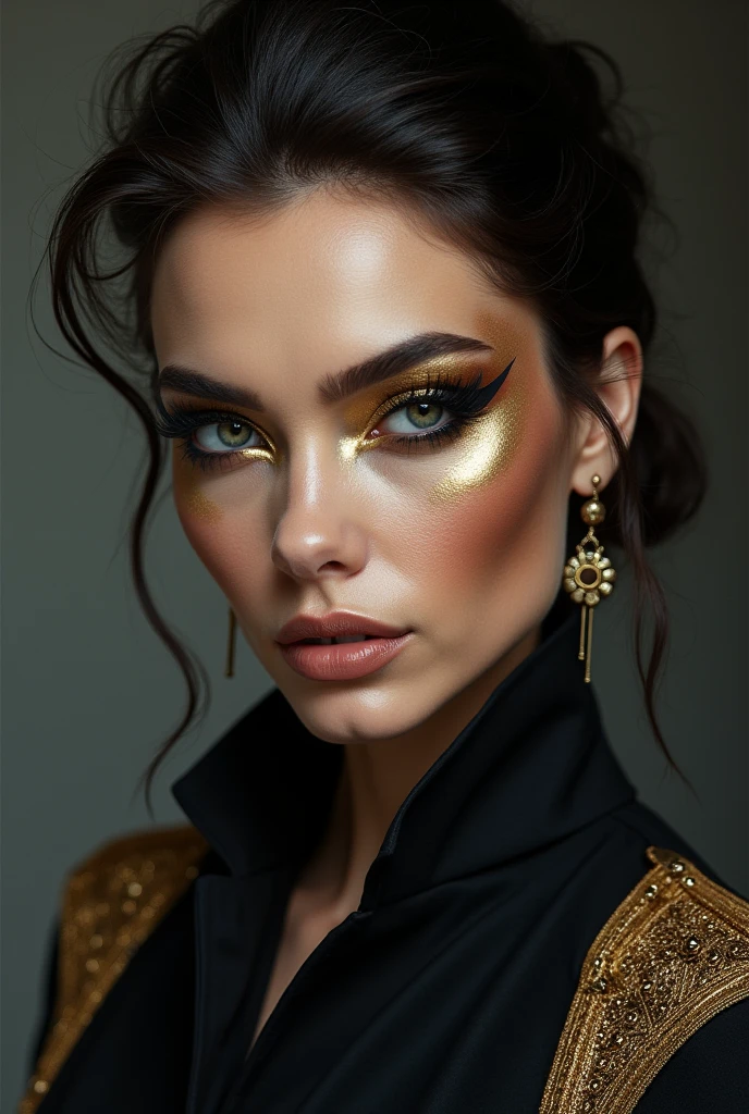 raw photo, face close up, glamour photography of a random stylish girl, edgy vibe, dark, mascara, eyeliner, dark cheeks, Unique facial piercings with ornate jewelry, Round eyes, Dimples, Smoky eye makeup, Defined jawline, skin pores, shiny skin, grainy, harsh flash lighting, sepia tone, realistic skin texture, highly detailed photography, vibrant, insanely detailed, hyperdetailed, 75mm, dslr, <lora:age_slider_v6:-2>,( slutty:1.7),( whore:1.3), expressive provocative face expression, by John Wilhelm<lora:WildcardX-XL-Detail-Enhancer:1>