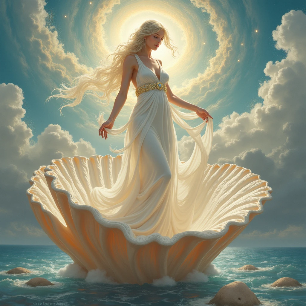 Current reinterpretation of the birth of Venus (painting-like)