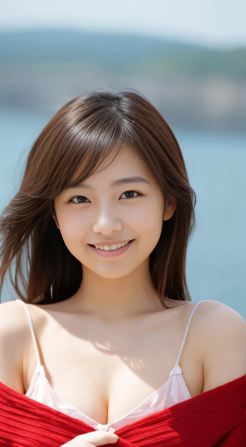 Photorealistic, (Generate images using yayoi_Mixed Model) ,Photorealistic, highest quality, (Tabletop:1.3), (8k, Realistic, RAW Photos, highest quality: 1.4), Korean, (One Girl), Beautiful Face, (Realistic face), (Light brown hair), Beautiful hairstyle, Realistic eyes, Beautiful fine details, (Realistic skin), Beautiful Skin, Charm, High resolution, Super realistic, Very detailedな, Golden Ratio, (Sony Alpha 1, 50.1 megapixel full-frame CMOS sensor), (telescope lens), (Realistic), (High resolution, highest quality, Tabletop:1.2), Very detailedな, Beautifully detailed face, Complete Anatomy, (Beautiful fine details:1.3), Very delicate and beautiful, Very detailed, Unity, 8k Wallpaper, wonderful, In detail, Very detailedな, High resolution, Very detailed, Very detailedな目と顔, ((random attire for summer season:1.1)), [ponytail], (Big Breasts, Cleavage:1.1), (Sunset Beach), looking at the camera, (smile like a virgin:1.2)