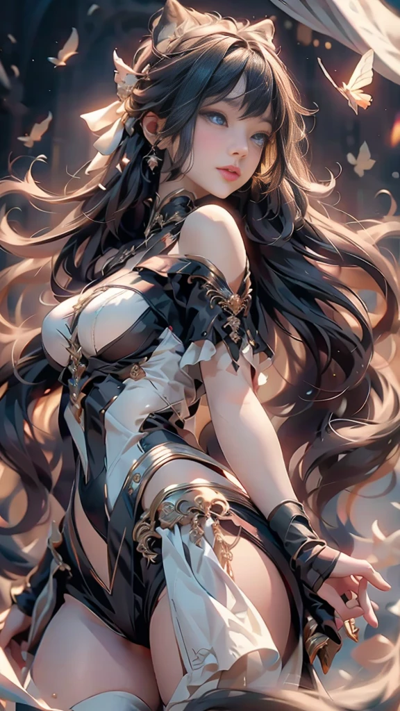 art, Unity 8k壁纸, Ultra-detailed, Beautiful and aesthetically pleasing, (s fractal art: 1.3), flower, girls, (Hairstyles: Long hair) Ocean, Extremely detailed, Cowboy shot, The most beautiful, Seafoam, Buble, cute big breasts, ultra quality, random background, random dress, --auto --s2