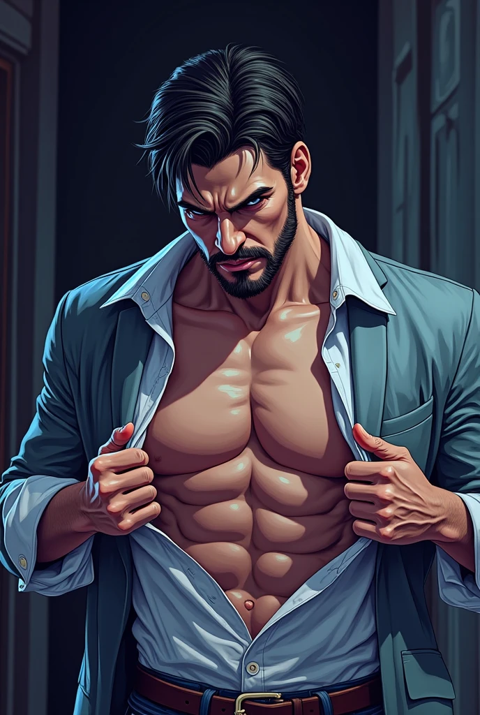 (masterpiece, best quality:1.3),beautiful detailed glow,best illuminate,(((best quality,textile shading,ultra detailed))),extremely detailed CG unity 8k wallpaper,Highly Detailed beautiful and aesthetic,best light,high resolution,detailed,dynamic lighting,super detailed skin,intricate details, hyper detail, sharp detail,detailed, highres, intricate details,(delicate facial features:1.3), (very wide:1.3),(panorama view:1.3),(sense of depth:1.5),(long shot:1.3),(magnificent view:1.3), (milky way:1.3),(universe,spacecraft:1.5),(earth, cable,factory,weightless, floating:1.5)(outer space,Artificial satellite,space station,space colony:1.3),(asteroid,Accretion Disk,planets:1.3), (1 man,solo:1.5),bara male,black hair,short hair, very short hair,(mature male), male focus,mature,(muscular:1.5), male only,bread,facial hair,(nude:1.2),hairy,bara,jacket,boots,open chest, male underwear,robotic exoskeleton,hot,sweat,bukkake,exhibitionism, completely nude,hairy, legs spread,looking at the viewer (beautiful Background,detailed background:1.5), (shirtless:1.8), no clothes, standing, huge crotch bulge, full body, in small Futuristic underwear,