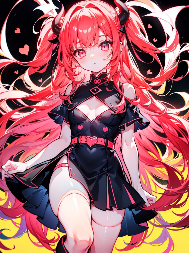 ((Beautiful Beautiful Girl)),(RED color eyes), 1 small, slim woman, Process々Big breasts, ((light pink color hair)),((long twin tail Hair)),In 8K, Best quality, (Highly detailed head: 1.0), (Very detailed face: 1.0), (Highly detailed hair: 1.0),((black sexy Succubus Clothes )),Detailed official artwork, Beautiful detailed anime art,