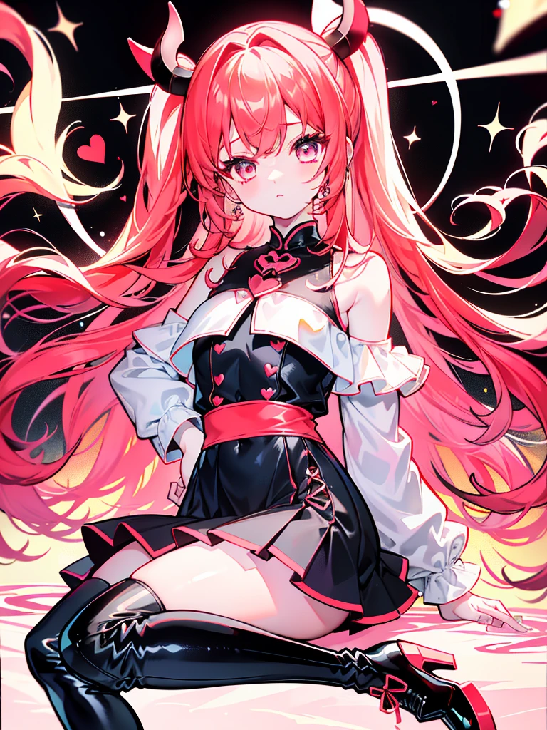Chica anime con pelo rojo y cuernos sentada en el suelo., rias gremory, Chica de anime demonio, seductora chica de anime, linda catgirl de anime, succubus in tight short dress, Lindo anime waifu en un bonito vestido, Tendencias en ArtStation Pixiv, (Chica anime), Mika Kurai Demonio, small curvy loli, Anime Moe Artstyle