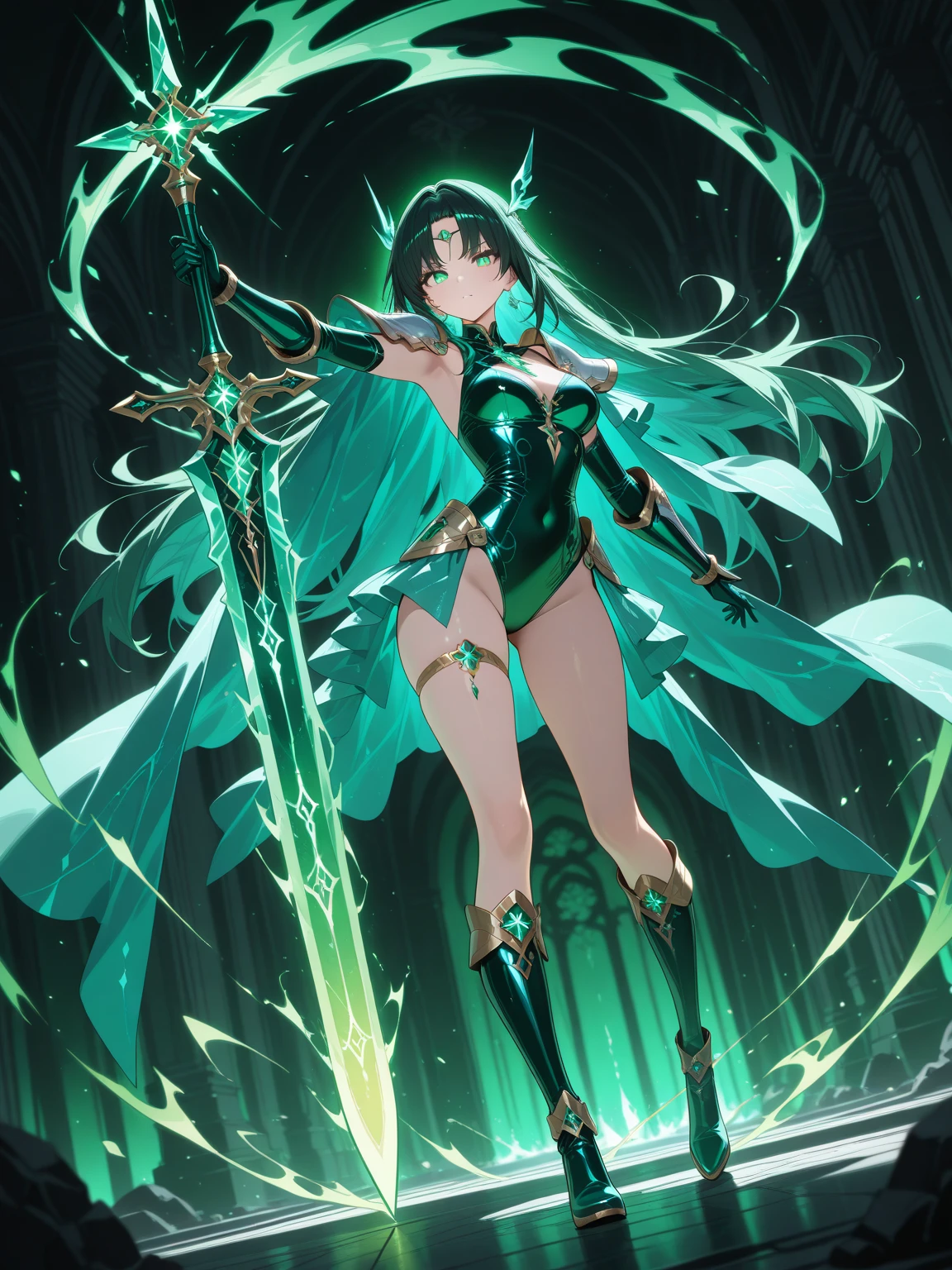 best qualityer, work of art, 8K, eve, stellar blade, kinematics, green clothing, badass, sexly