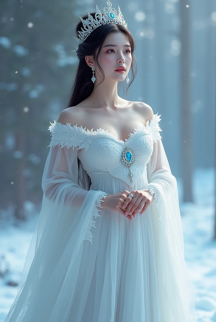 ((very accurate anatomy:1.65)), ((Snow Girl,Yukihime,Japanese Princess,Snow Mountain,Daytime,Amazingly cute,Japanese Goddess, A bust bigger than her face,Snow-white skin,Glowing Skin)),((Dresses that shine in silver,Elegant and beautiful dresses,Elegant decoration,Diamond Decoration,Shiny Tiara,Artistic decoration,Pure white dress、Princess Dress,dress with jewels,dress with lots of jewels,Luxury Necklace,Extravagance beyond imagination,The most luxurious decoration in the world, ),((Semen covered tree々々,Lots of trees,Snow Mountain,Shining Snow,Shining blizzard,Amazing snow scene,Snow like a jewel,Diamond dust,Most realistic and complex background,Complex background,Highly detailed and realistic backgrounds)),(((Find the perfect camera here,Detailed face,Quality and beautiful face,A clean and beautiful face,The perfect gas chamber,Perfect Fingers,Perfect hands,Just five fingers)),Best image quality,8k,SLR camera photography,Professional photos,Realistic quality, (Adult sensual woman:1.65), (Black Hair、Long Hair:1.65),(Women with big butts:1.75 Very Large Breasts:2.1, Narrow waist:1.65),(Voluptuous long legs), (Shining Eyes:1.3),(Porn actress sex random poses: 1.75),(Accurate and perfect face:1.55),((Highly realistic and detailed loads of cum)), ((My whole body is soaked with a large amount of semen.:1.95)), ((Soaked with a lot of semen, Dresses that shine in silver,Elegant and beautiful dresses,Elegant decoration,Diamond Decoration,Shiny Tiara,Artistic decoration,Pure white dress、Princess Dress,dress with jewels,dress with lots of jewels,Luxury Necklace,Extravagance beyond imagination,The most luxurious decoration in the world, ))