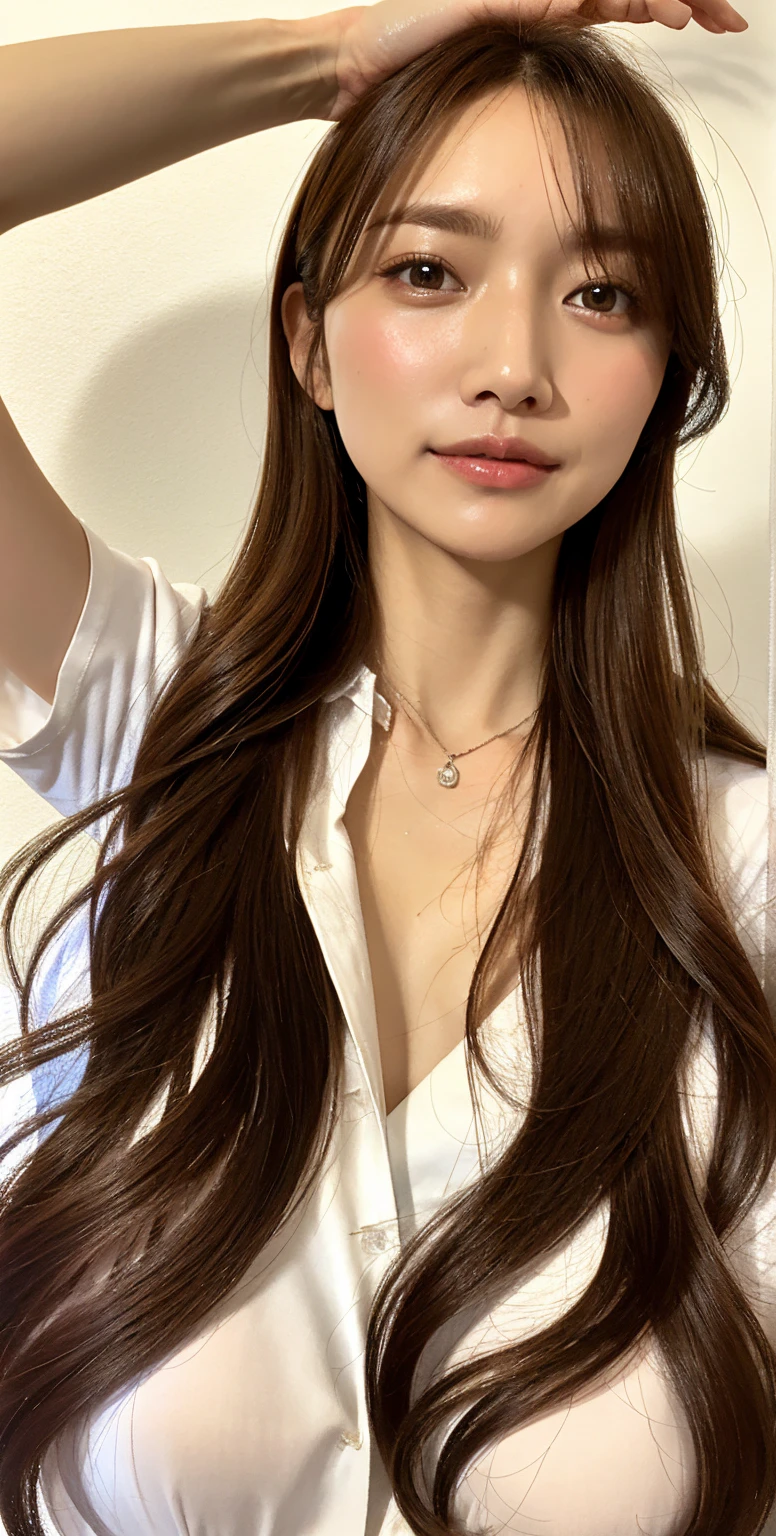 ((highest quality、8k、masterpiece:1.3)),((((upper body shot)))),(((nude))),(((nipples))),Ultra-high resolution,big eyes,Japanese,forehead,(a girl),(1 girl),((16 years old)),((cute)),pretty,((facing at viewer)),((long hair))