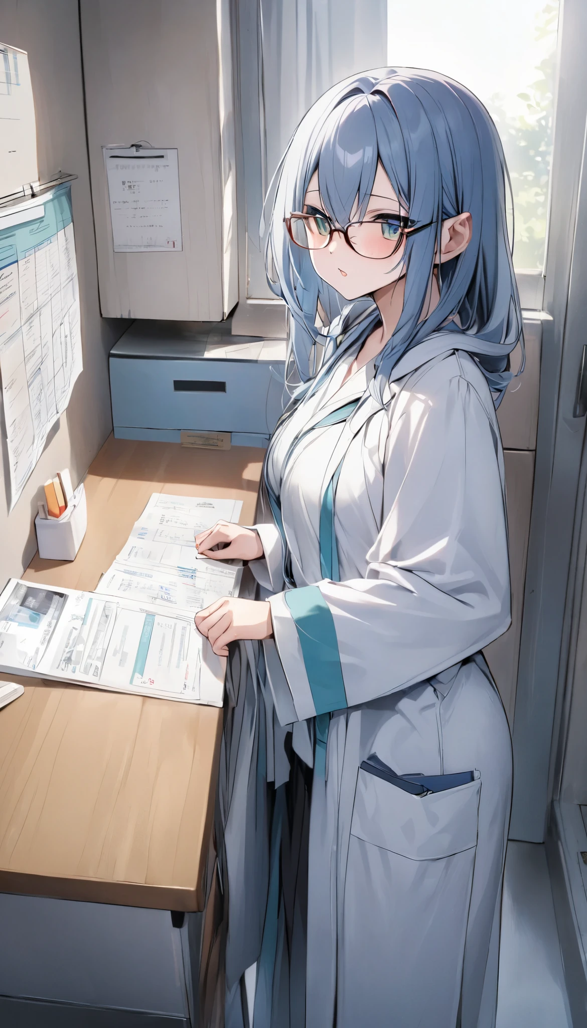 The Elven Doctor、White、View medical records、Undergoing 、Glasses