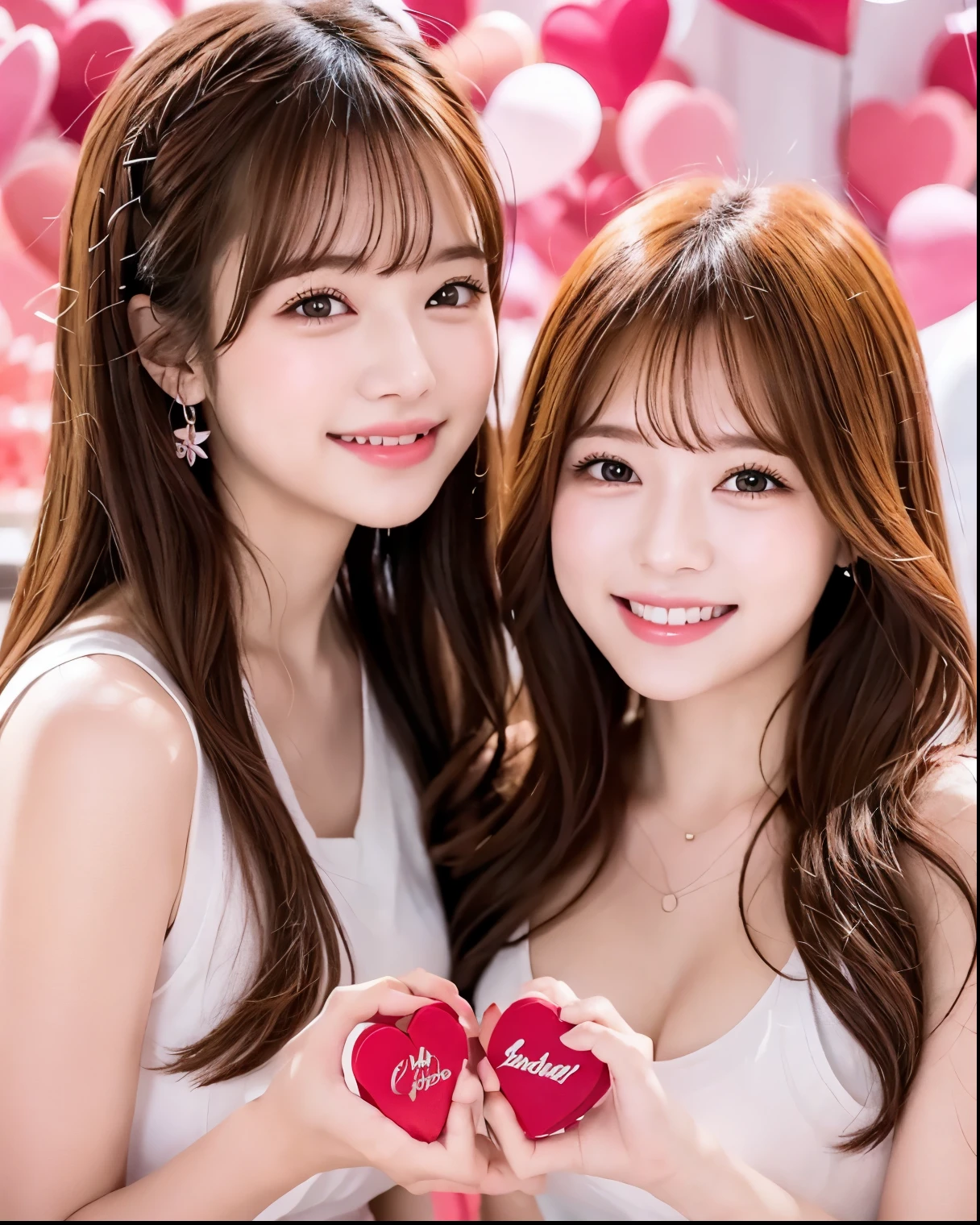 20th Generation、 girl 、clear、smile、 animated illustration、 High Quality 、 Valentine