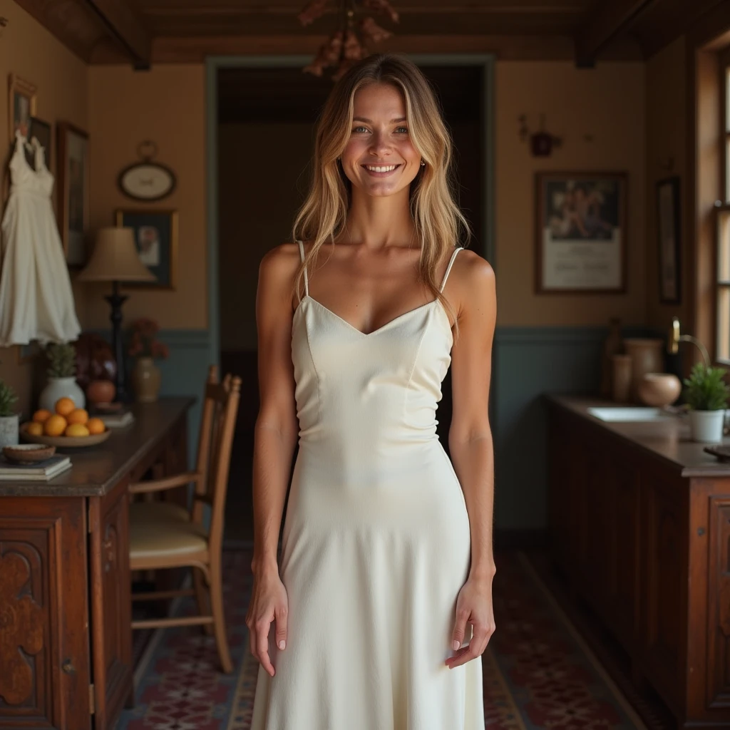 <lora:alyssa:1>,alyssa,35yo,freckles,wrinkled,looking at viewer,smiling,full body wearing a wedding dress,, photorealistic photo,highly detailed 8k photo,hyperrealism,, <lora:add_detail:1>, homemade photo,grainy,dark lighting,amateur photo,(Instagram photo)