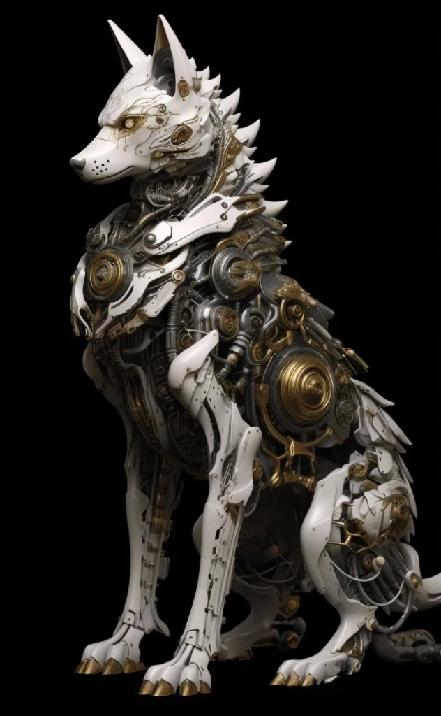 (masterpiece, top quality, best quality, official art, beautiful and aesthetic:1.2),  (fractal art:1.1) ,<lora:gothichorrorai_v10:0.8> gothichorrorai Cyborg wolf