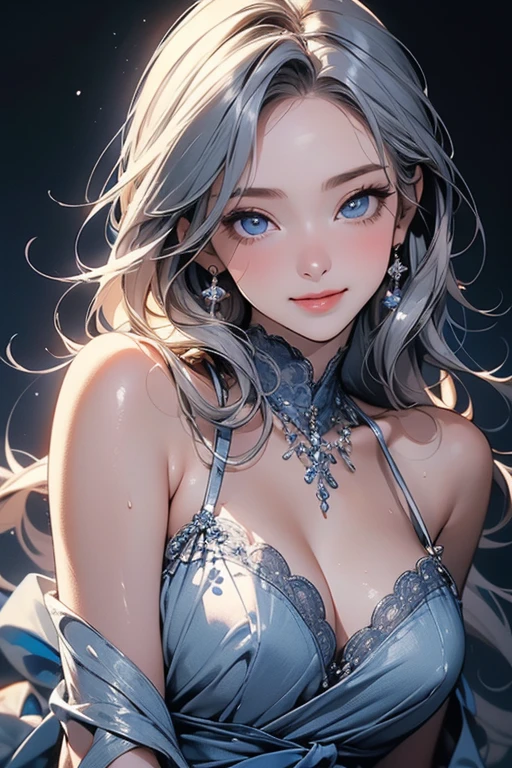 ((( WHITE HAIR, [PERFECT REALISTIC EYES]))), ((( HOLDING A BRAID IN HIS HANDS,))) ultra realistic 8k CG, perfect face, flawless, clean, masterpiece, professional work of art, famous art, cinematic lighting, cinematic flower, perfect face, beautiful face, beautiful eyes, (((( perfect female body, narrow waist))), GOCHIC, real, SINISTER, BLACK HOOD, WIDE SMILE, (DARK SETTING), fantasy, MACABRO, unreal, science fiction,  (huge breasts), BLACK clothing, lace, lace trim, lace socks, nsfw, chest out, absurdly long hair, very long hair, (saturated: 1.4), SKULLS AROUND, intricate detail, delicate pattern, sexy, charming, seductive, seductive, erotic, charming, hair ornament, necklace, earrings, bracelet, armband, looking at the viewer, in the forest, willow trees, river, galaxy, starry multicolored sky, 3 moons