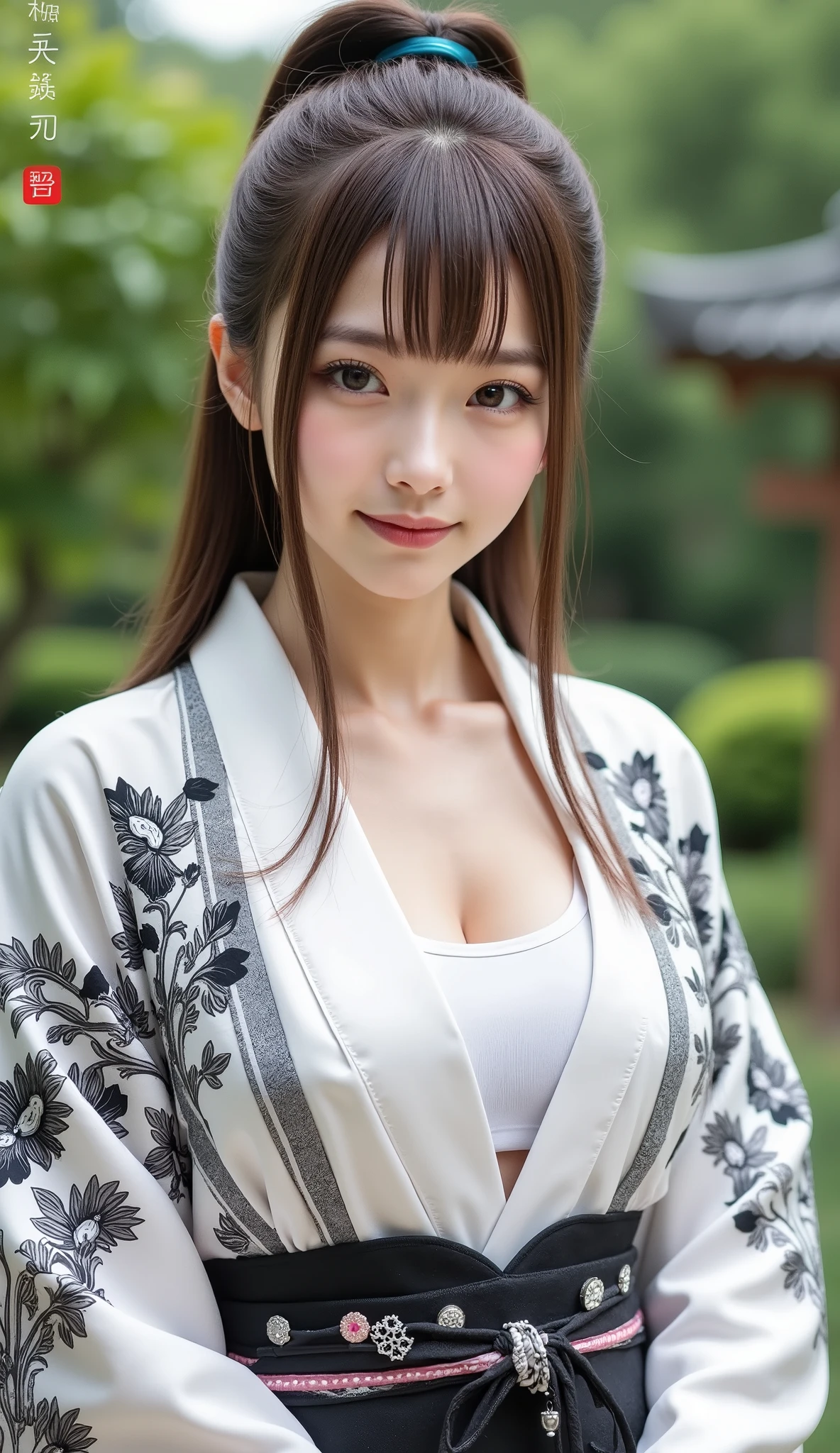 Arafed asian woman in a kimono dress posing for a picture - SeaArt AI