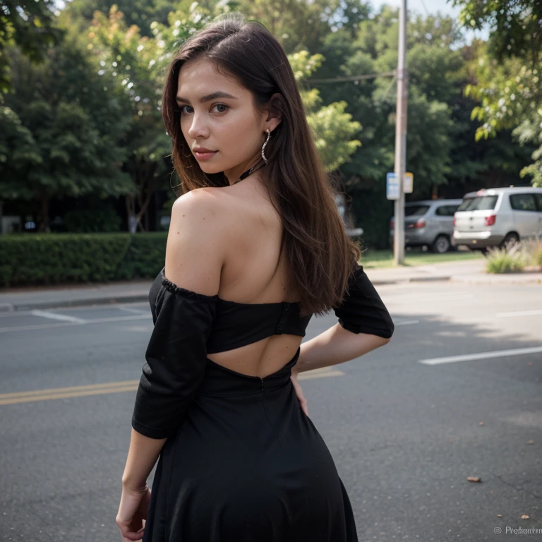 <lora:SafiyaNygaard:0.8>, full color portrait of a young woman, wearing a black dress, in a crowded street, natural light, RAW photo, subject, 8k uhd, dslr, soft lighting, high quality, film grain, Fujifilm XT3