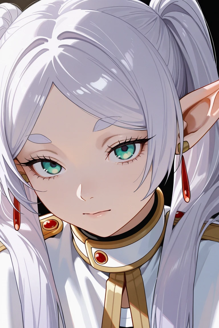 masterpiece, best quality, amazing quality, hyper-Detailed, hyper realistic, 1girl, solo, frieren, film grain, realistic 2.5D