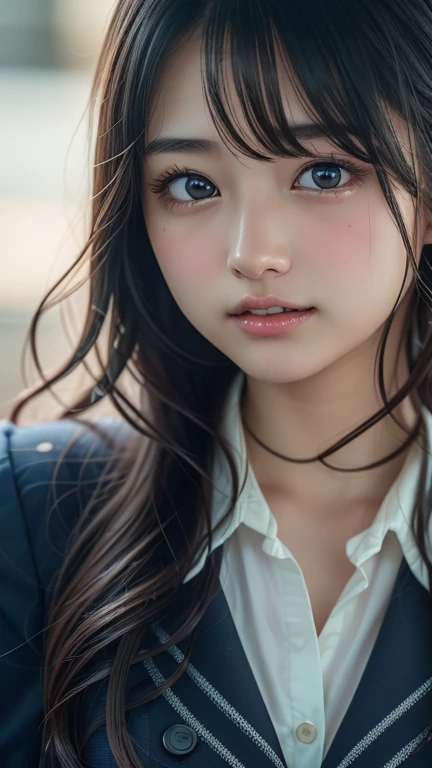 (Surreal), (8k), (Ultra high definition), (Very detailed), (Best illustrations), (Beautiful attention to detail), (Highest quality), (Very detailed), (masterpiece), (wallpaper), (Detailed face), alone, 1 girl, 1 hour drawing challenge, Wet sweat, (school uniform:1.3), Looking at the audience, Exquisite detail, Detailed face, Soft and sexy lips, Soft skin texture,Pure Erotic Face Ace_ v1,